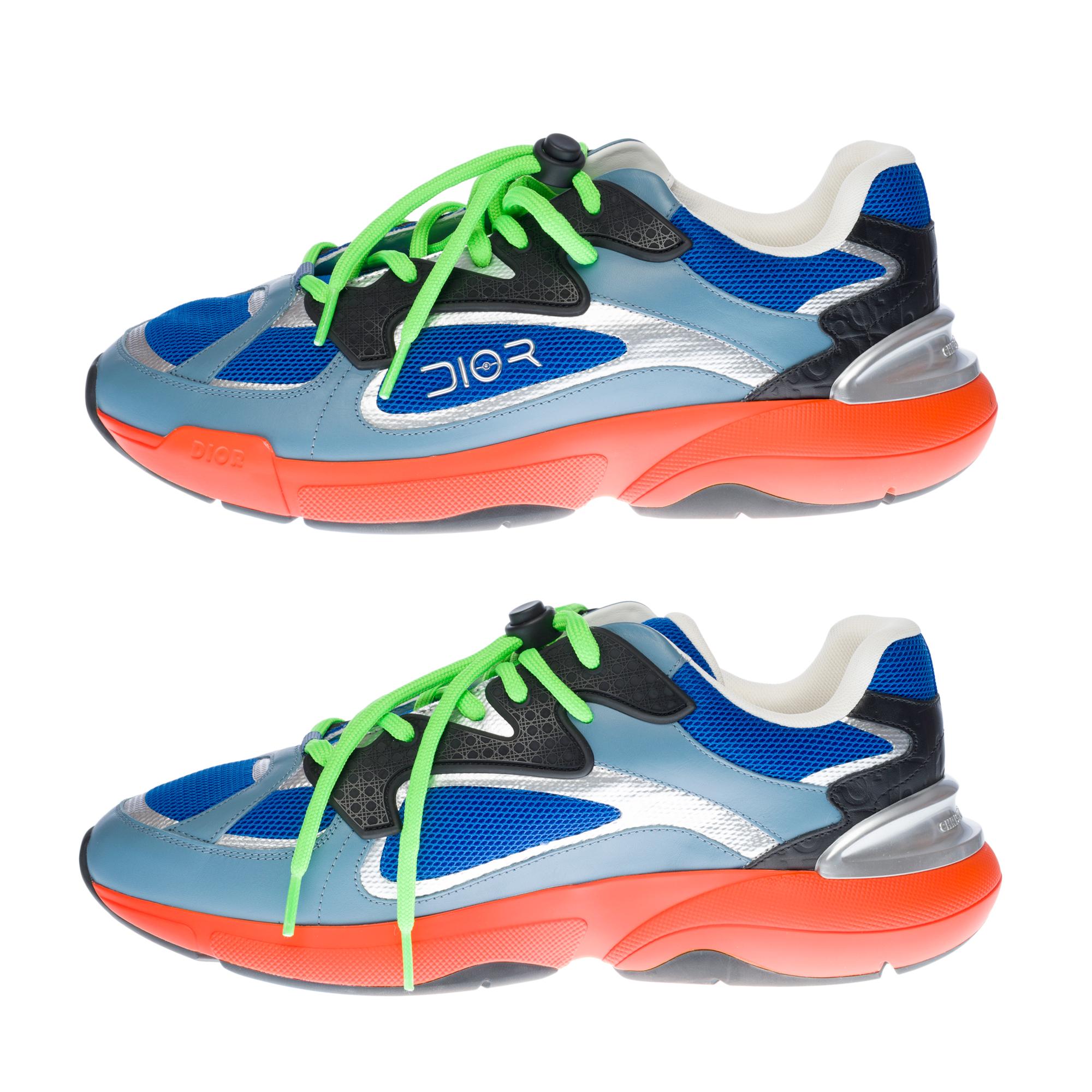 Noir Baskets Dior B24 Sorayama Kim Jones en bleu, orange et vert en vente