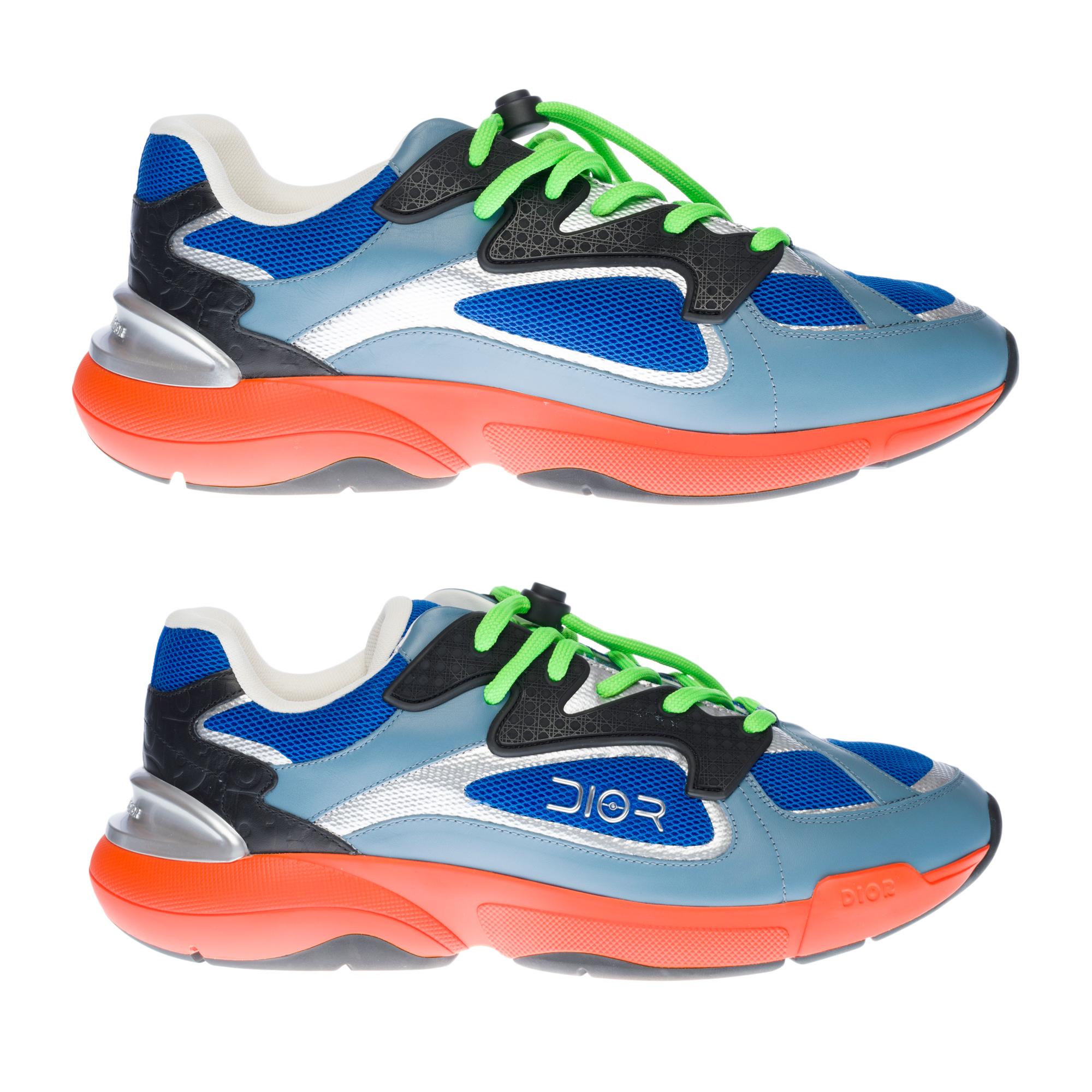 Baskets Dior B24 Sorayama Kim Jones en bleu, orange et vert Neuf - En vente à Paris, IDF