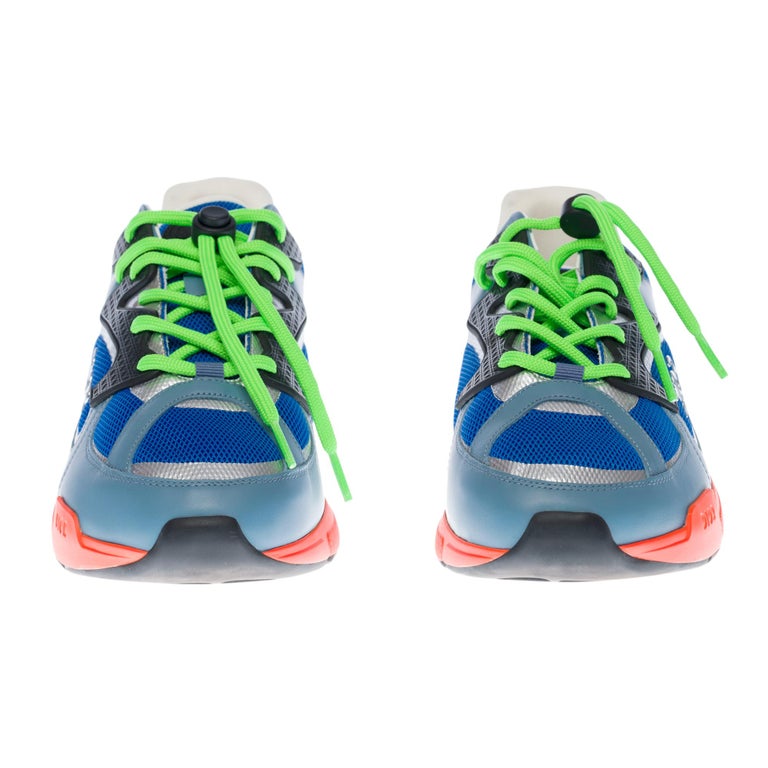 New Sneakers Dior B24 Sorayama Kim Jones in blue, orange and green For Sale  at 1stDibs