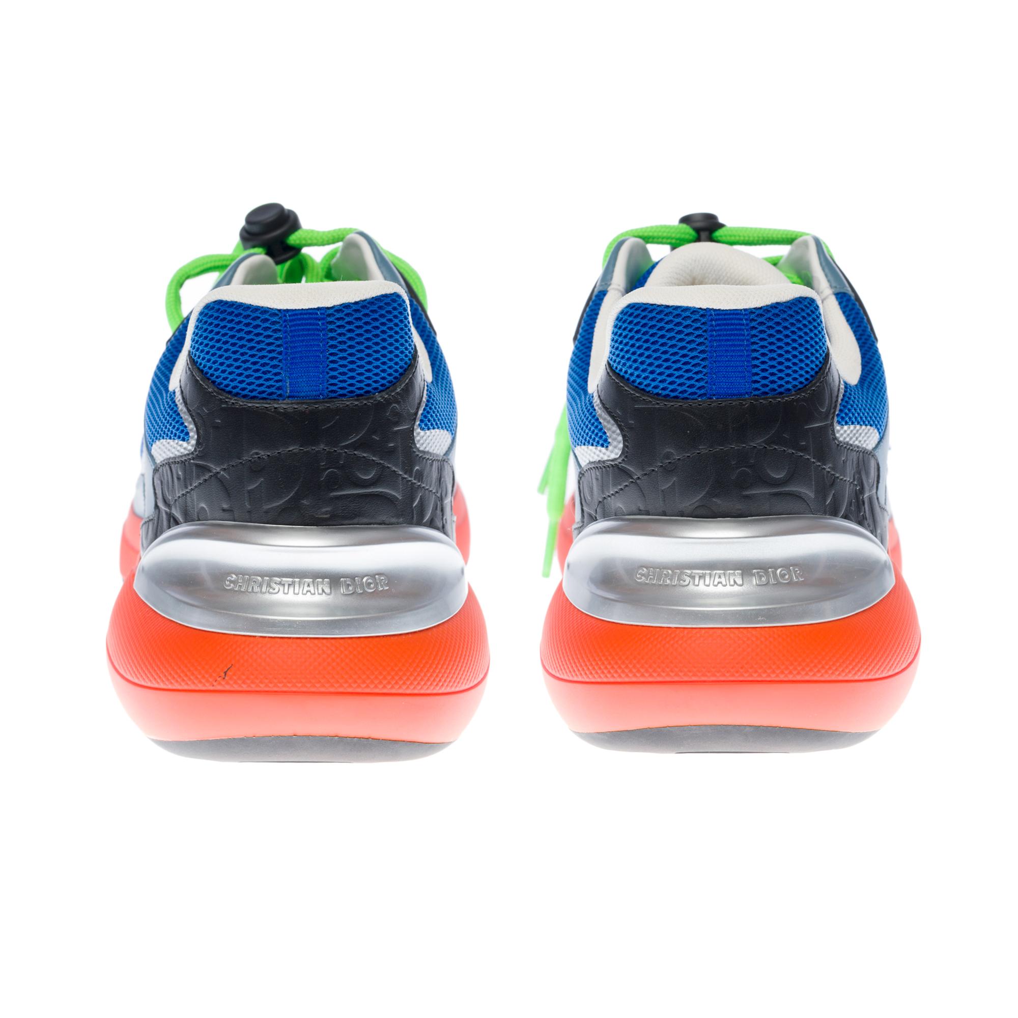 Baskets Dior B24 Sorayama Kim Jones en bleu, orange et vert en vente 1
