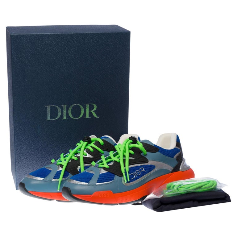 Baskets Dior B24 Sorayama Kim Jones en bleu, orange et vert En vente sur  1stDibs