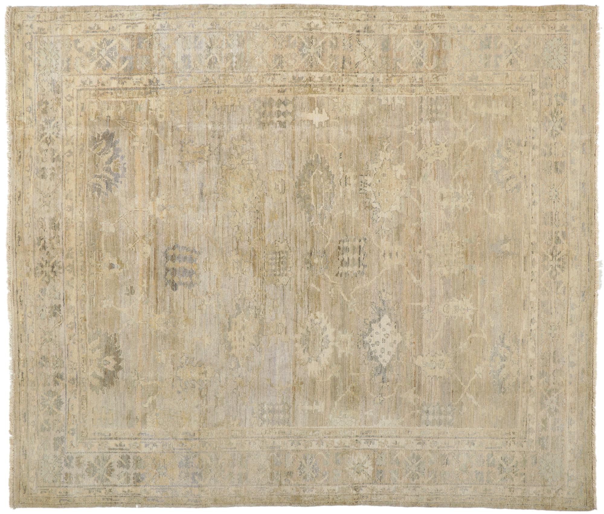 New Soft Earth-Tone Oushak Rug  For Sale 3