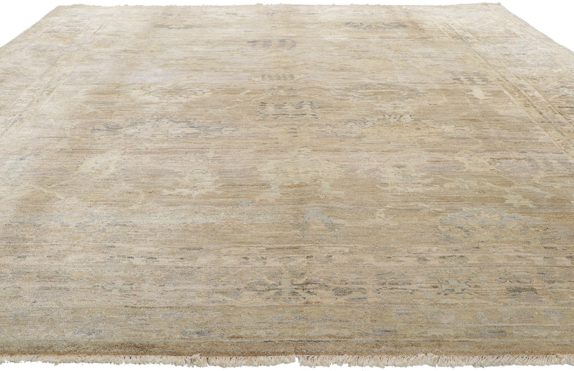 Indian New Soft Earth-Tone Oushak Rug  For Sale