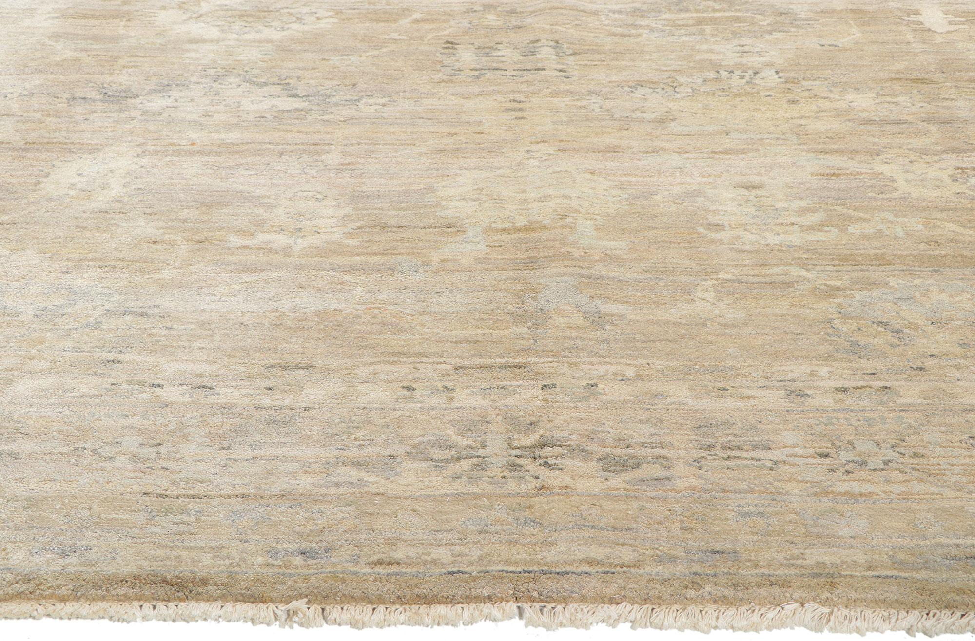 Hand-Knotted New Soft Earth-Tone Oushak Rug  For Sale