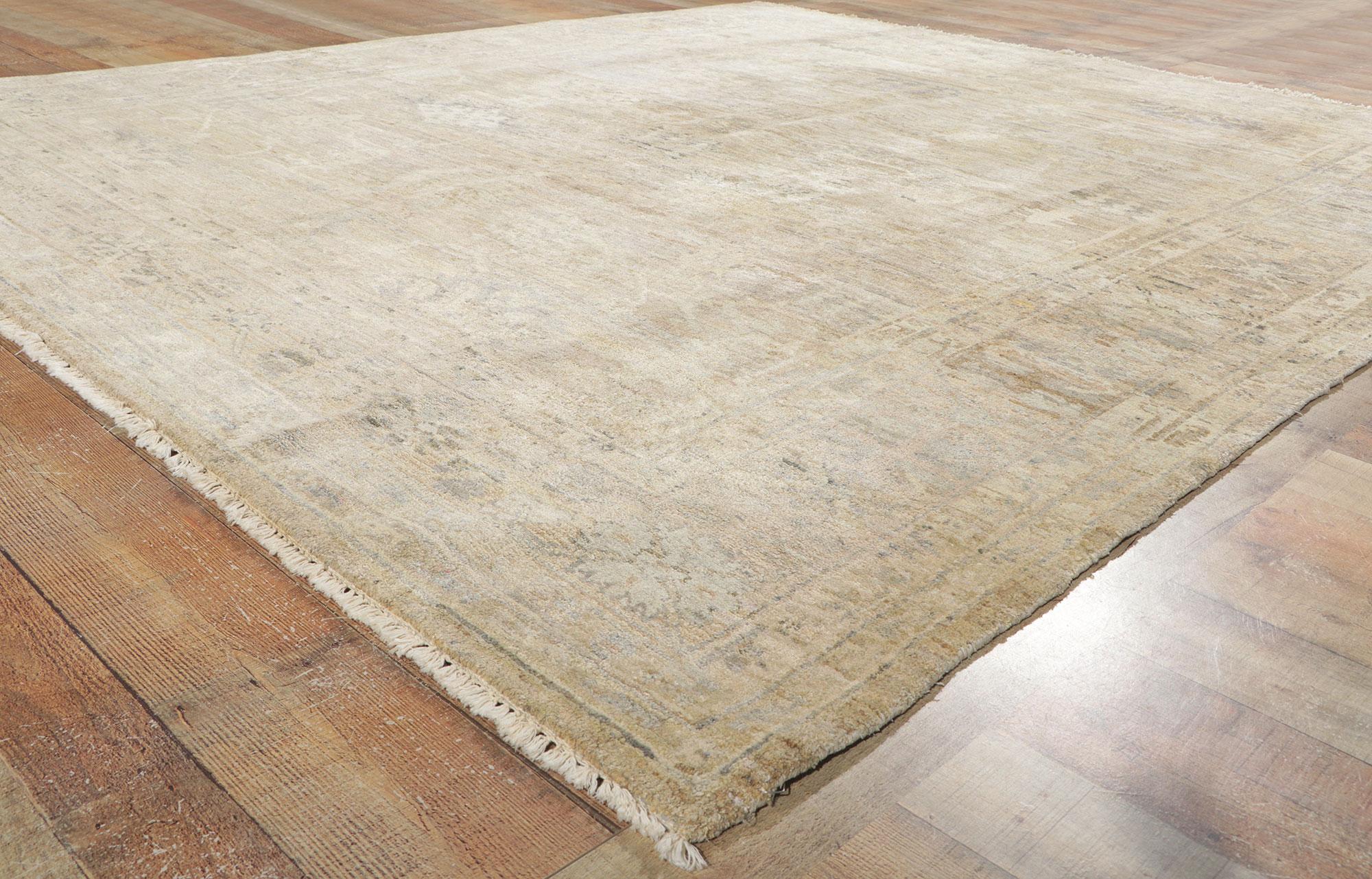 Wool New Soft Earth-Tone Oushak Rug  For Sale