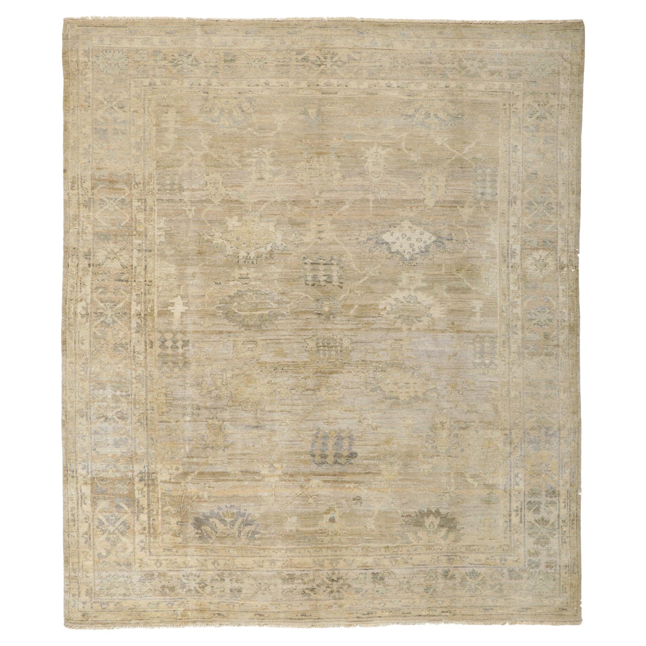 New Soft Earth-Tone Oushak Rug  For Sale