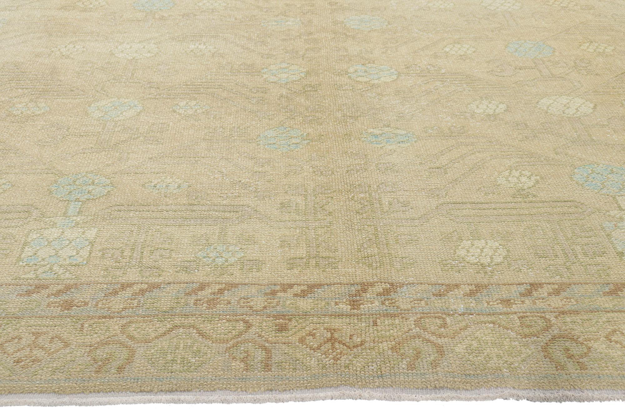 New Soft Earth-Tone Turkish Khotan Rug In New Condition For Sale In Dallas, TX