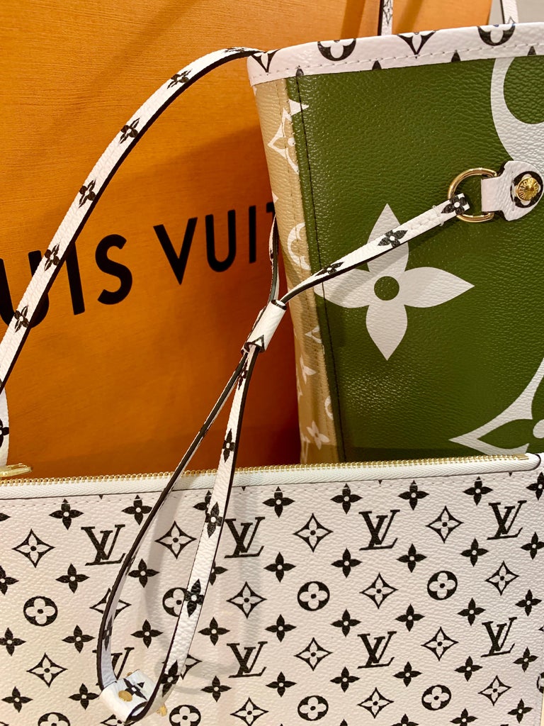 New Sold Out Louis Vuitton NEVERFULL MM Khaki/Beige Ladies Tote Bag