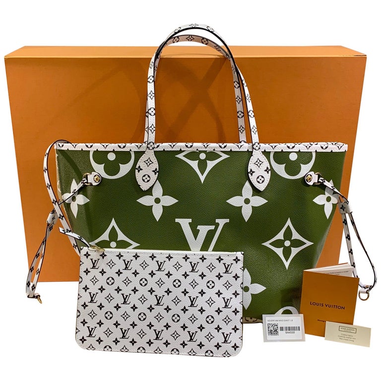 New Sold Out Louis Vuitton NEVERFULL MM Khaki/Beige Ladies Tote