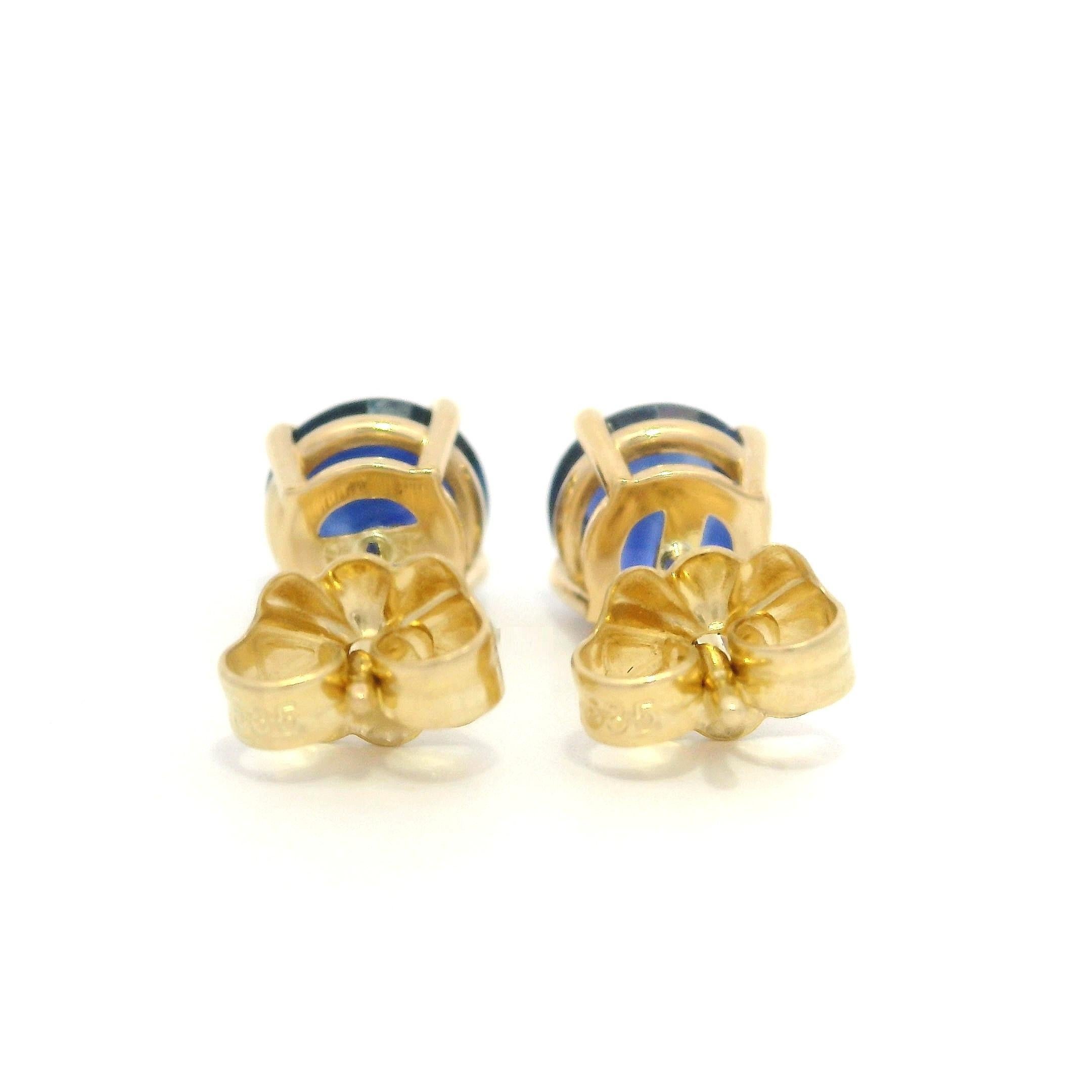 NEW Massiv 14k Gelbgold 1,71ctw Royal Blue Sapphire 6mm Classic Ohrstecker Damen im Angebot