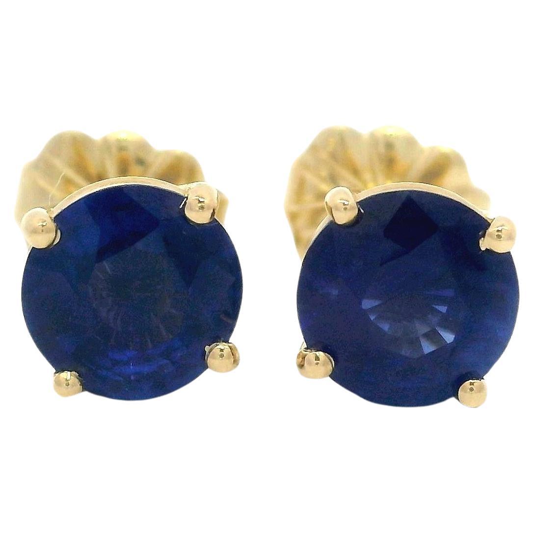 NEW Massiv 14k Gelbgold 1,71ctw Royal Blue Sapphire 6mm Classic Ohrstecker im Angebot