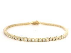 New Solid 14k Yellow Gold 2.63ctw Round Brilliant Diamond Tennis Link Bracelet