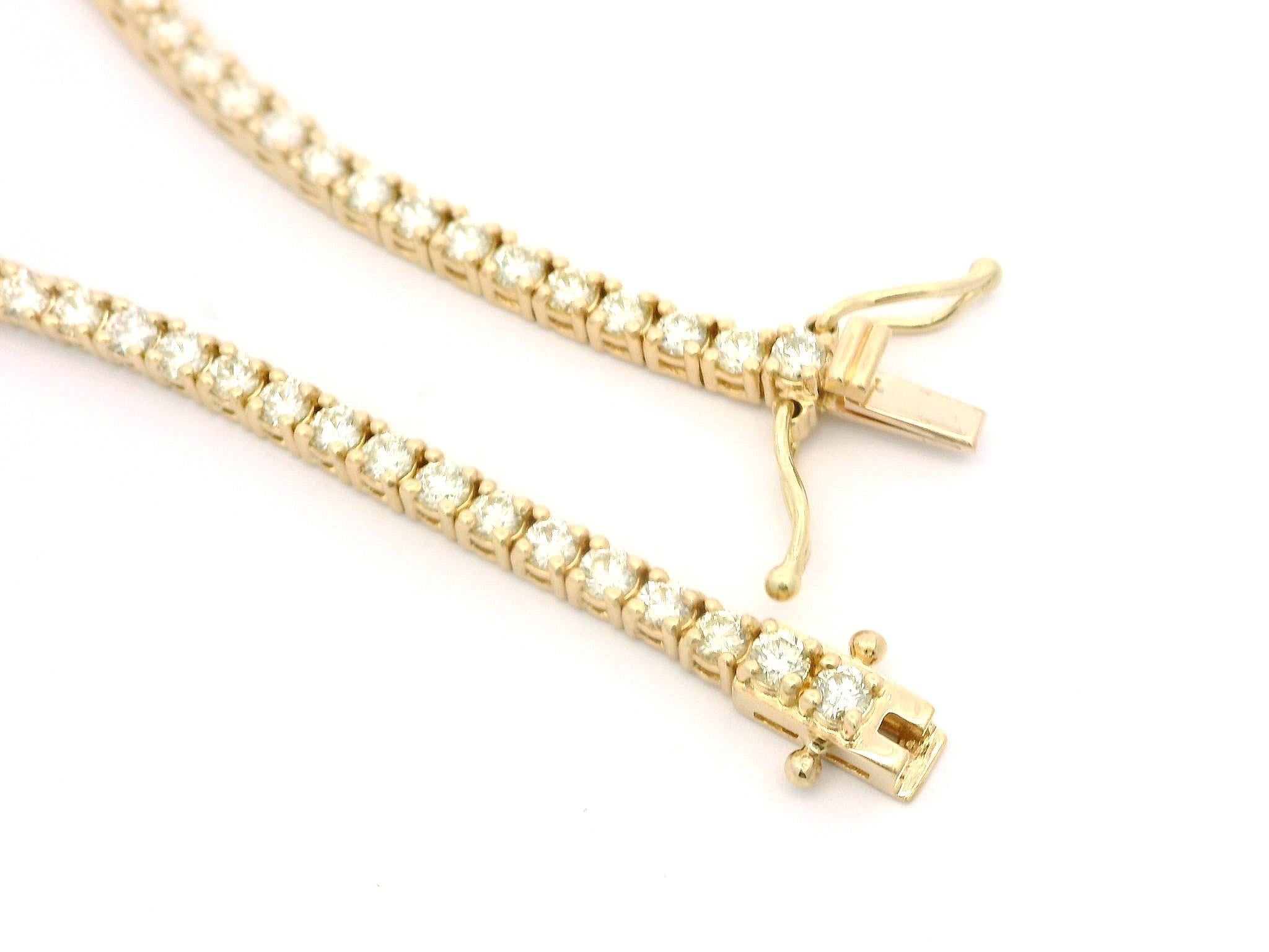 New Solid 14k Yellow Gold 2.71ctw Round Brilliant Diamond Tennis Line Bracelet 1