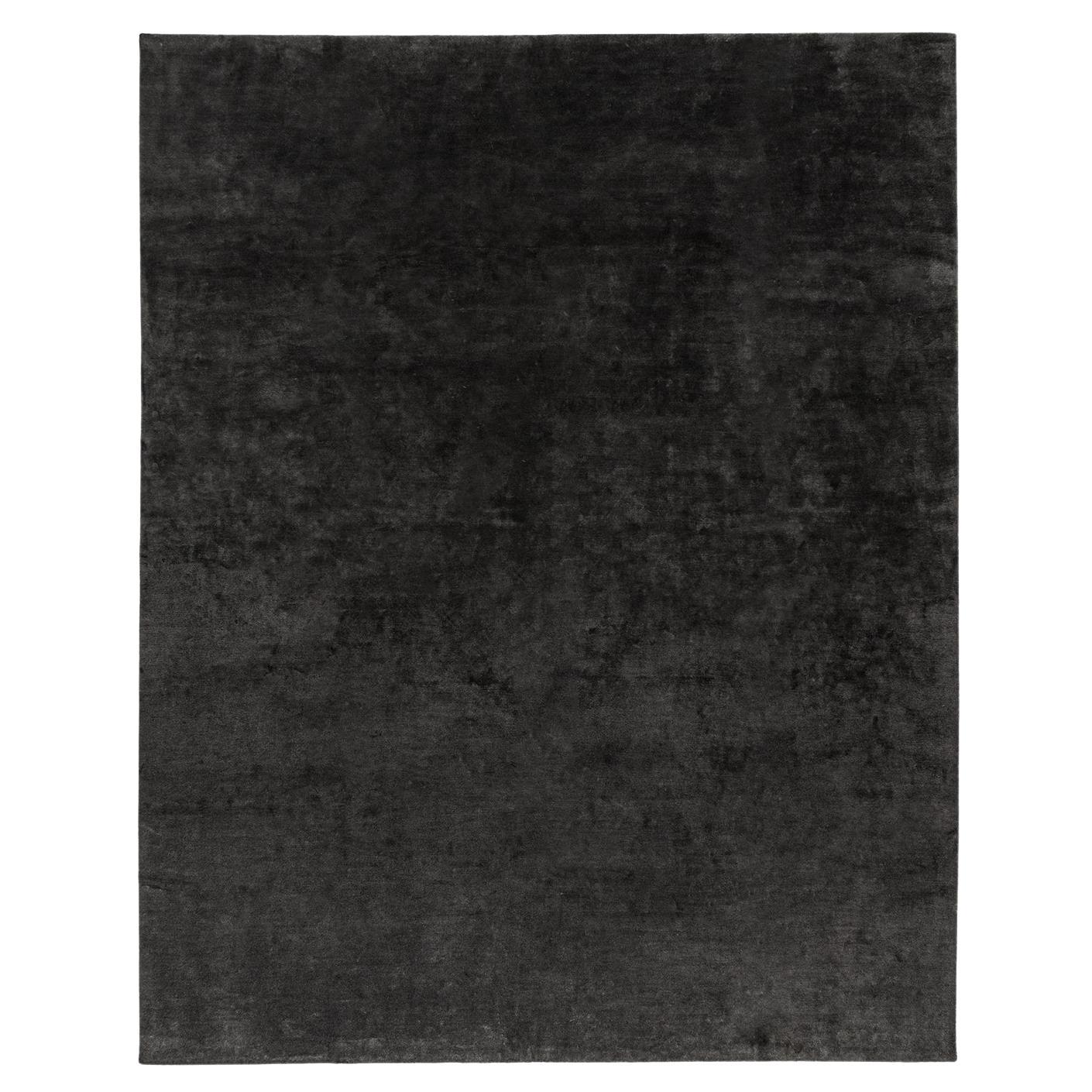 New Solid Charcoal Hand Knotted Rug 12' x 15' For Sale