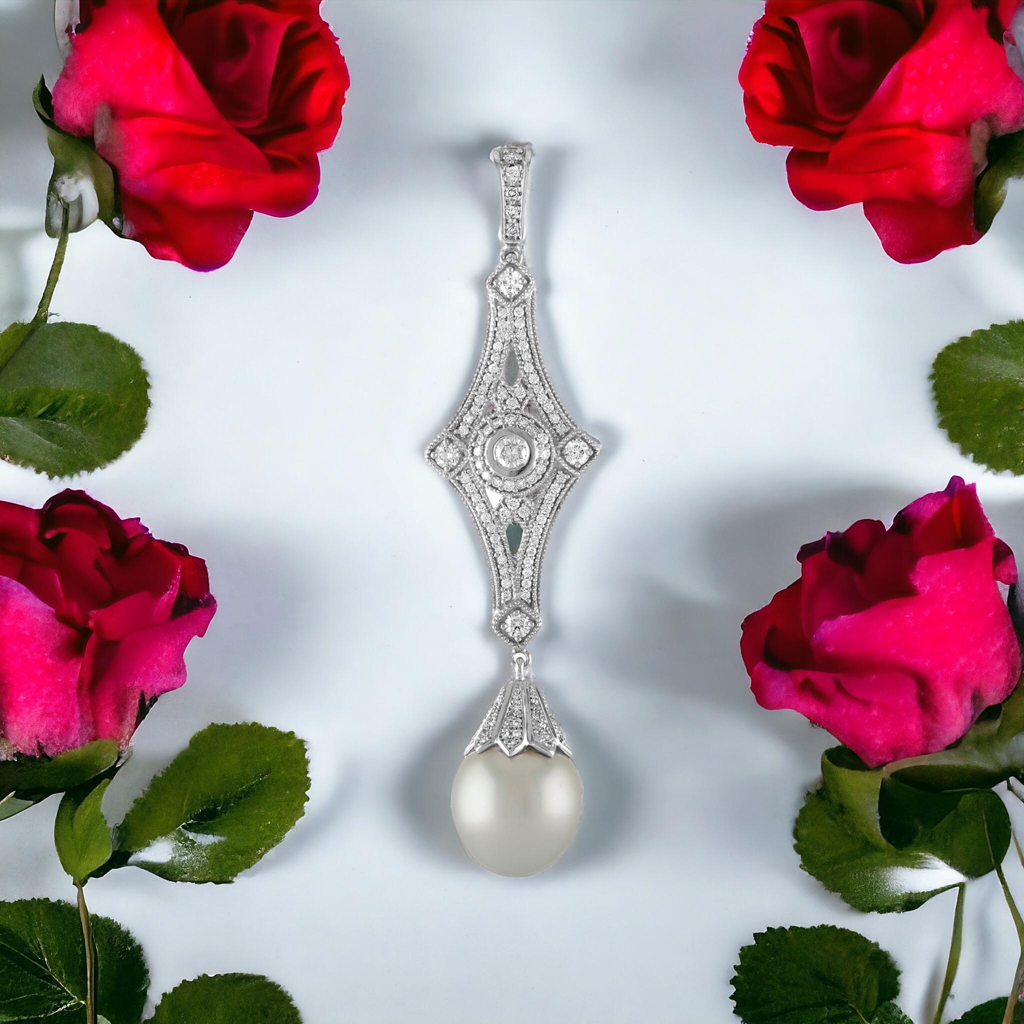 NOUVEAU Cœurs et flèches en perles des mers du Sud « Art déco »  ENHANCER en platine en vente 8