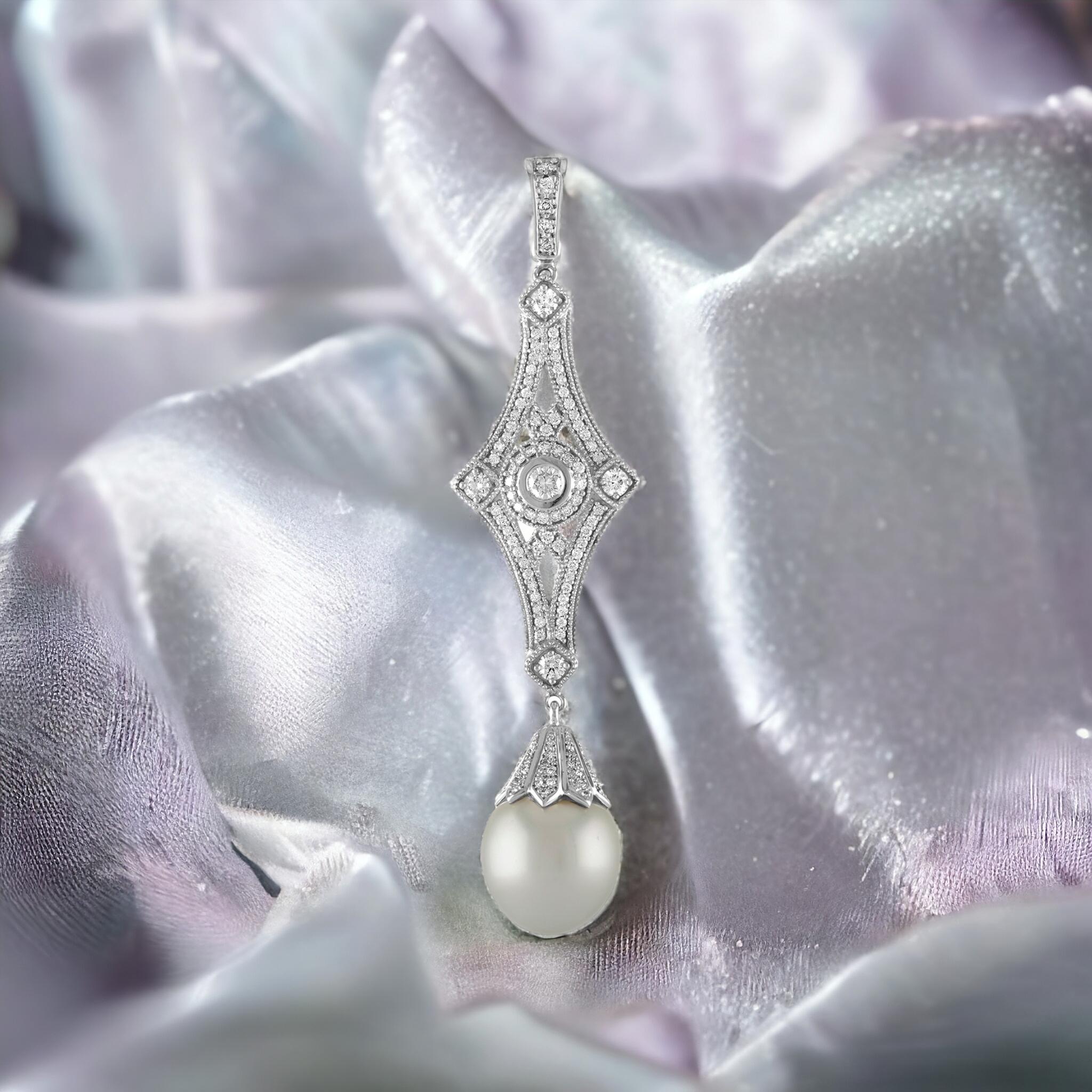 NOUVEAU Cœurs et flèches en perles des mers du Sud « Art déco »  ENHANCER en platine en vente 10