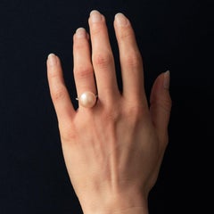 New South Sea Pink Cultured Pearl Diamond 18 Karat White Gold Ring