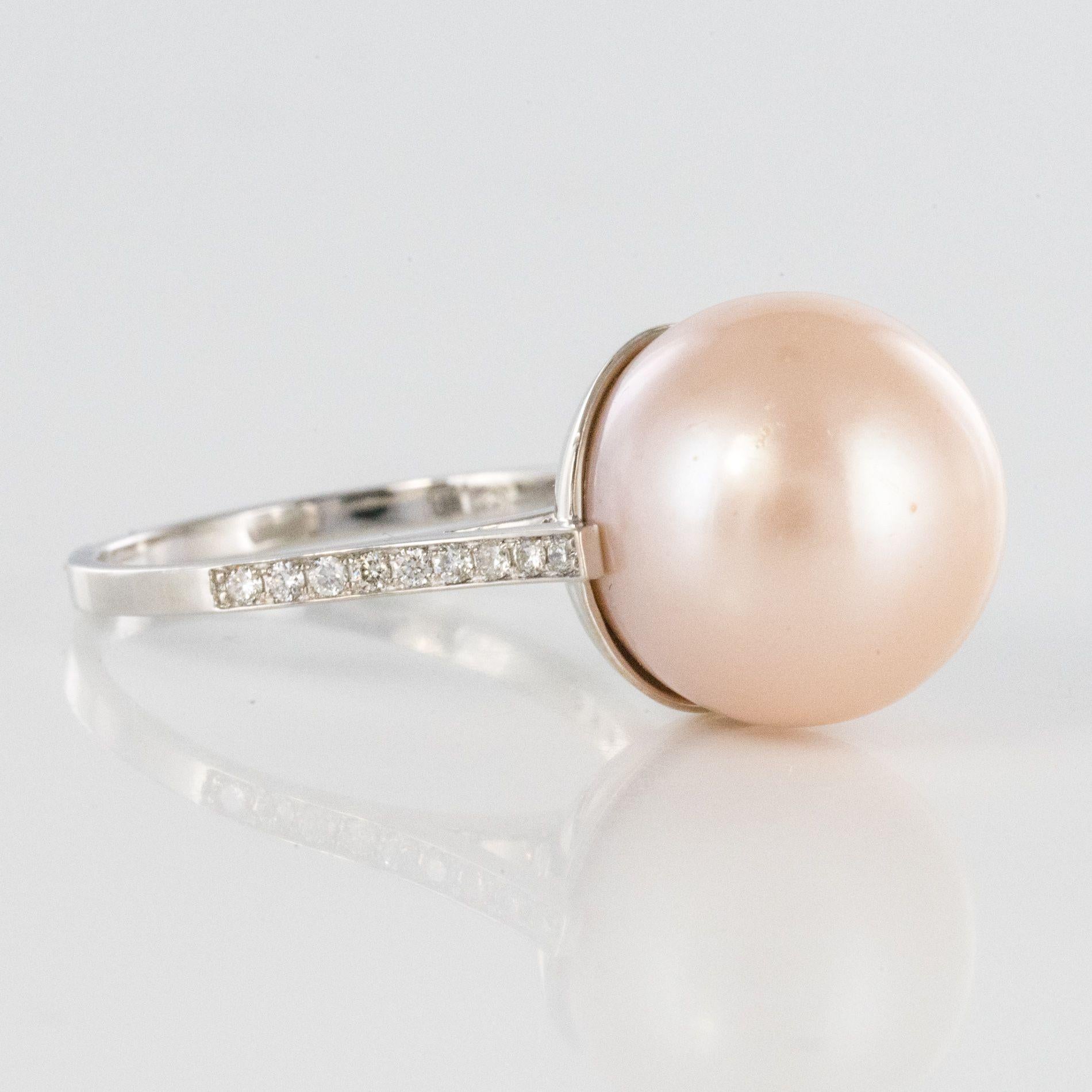 pink pearl diamond ring