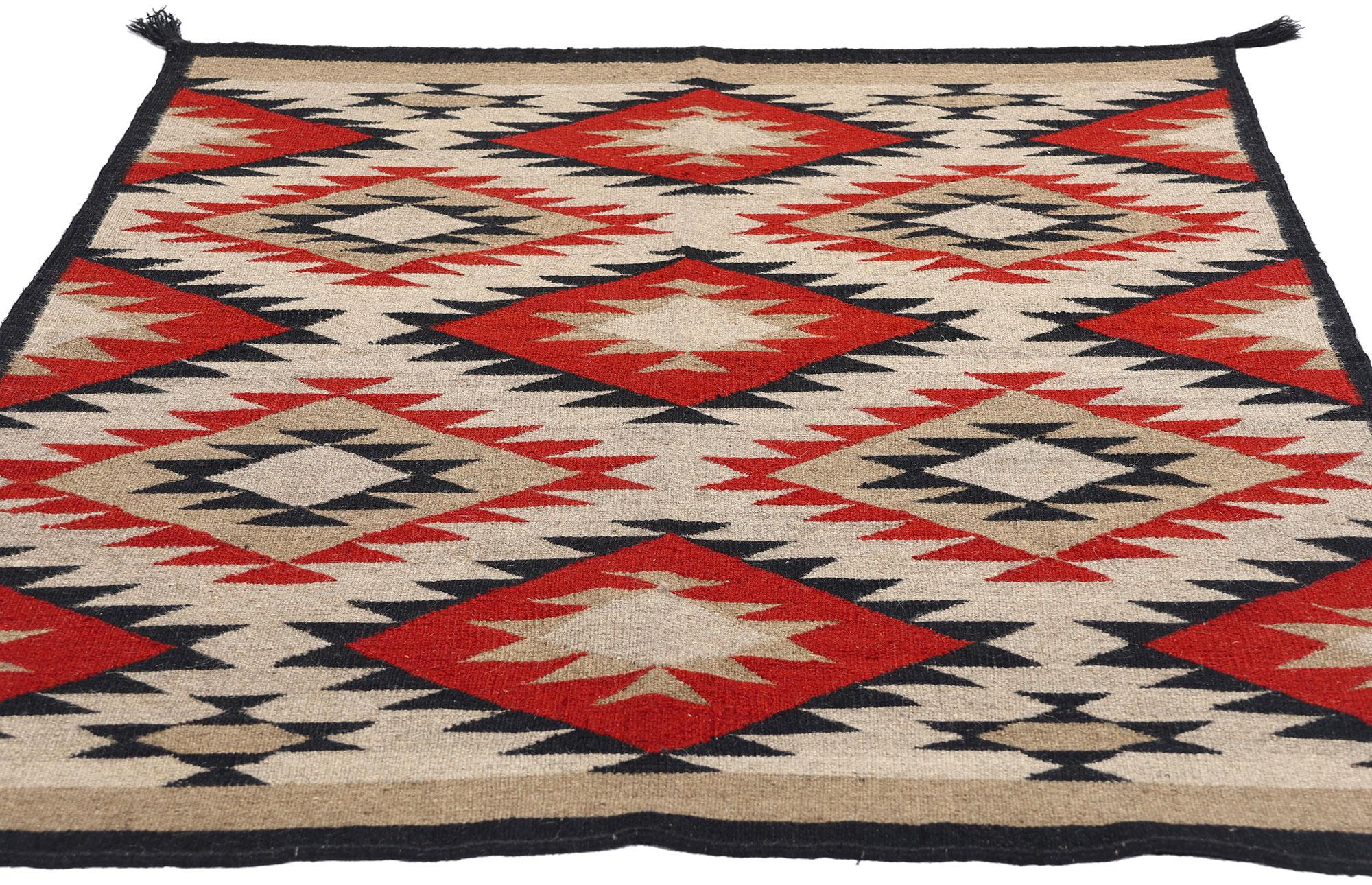 Nativo americano Nuovo tappeto a trama piatta Southwest Modern Eye Dazzler Navajo-Style in vendita