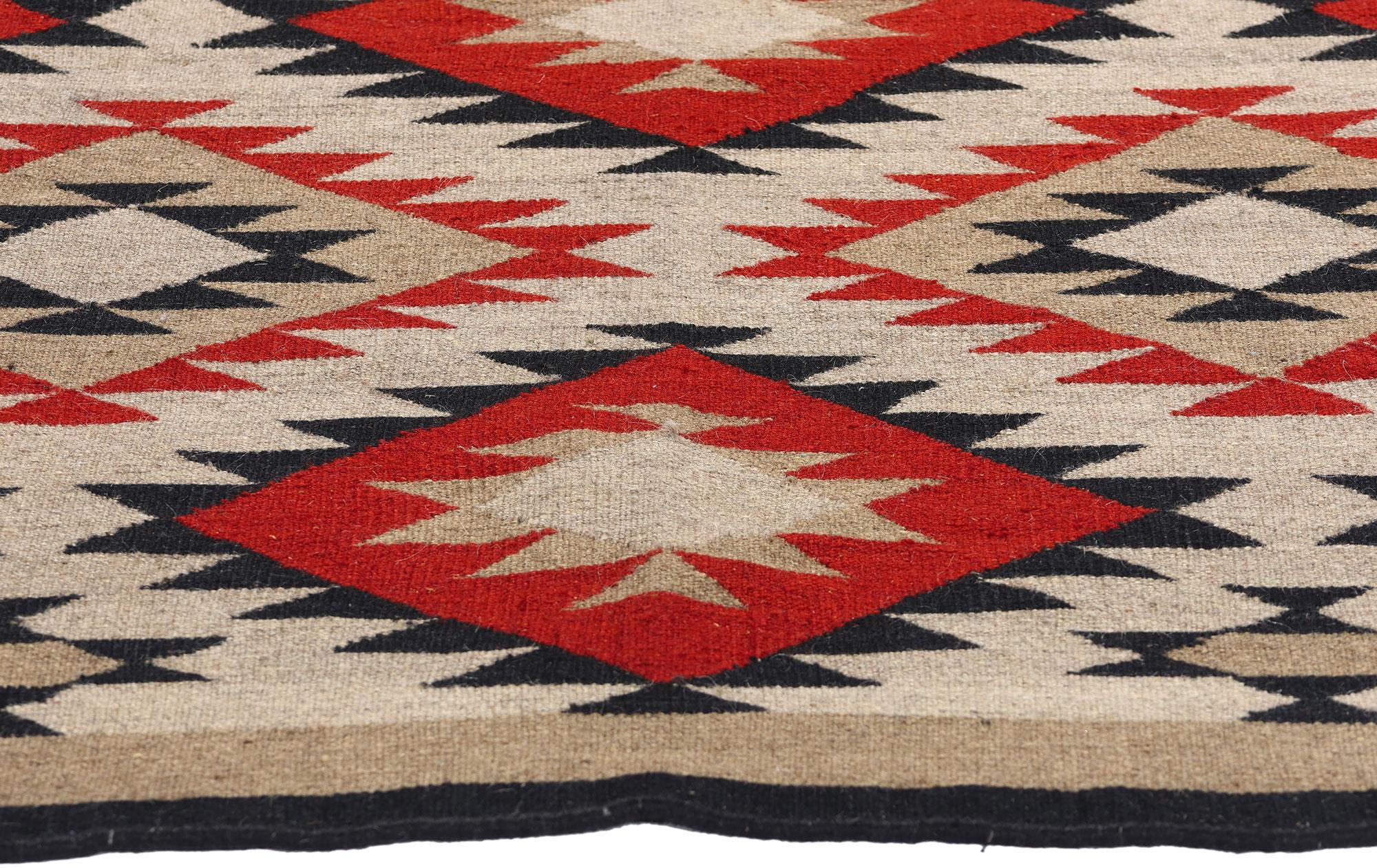 Pakistano Nuovo tappeto a trama piatta Southwest Modern Eye Dazzler Navajo-Style in vendita