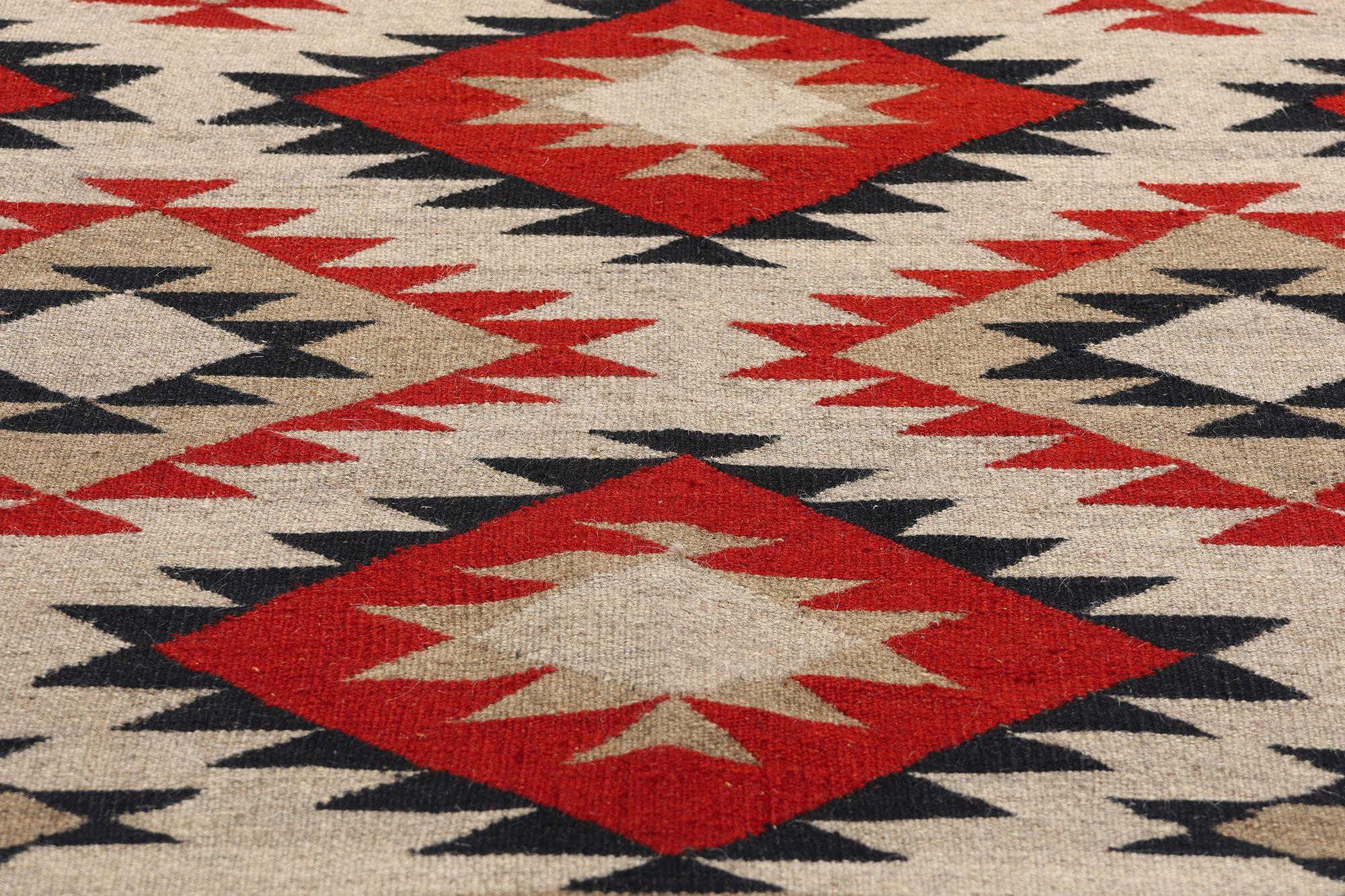 Tessuto a mano Nuovo tappeto a trama piatta Southwest Modern Eye Dazzler Navajo-Style in vendita