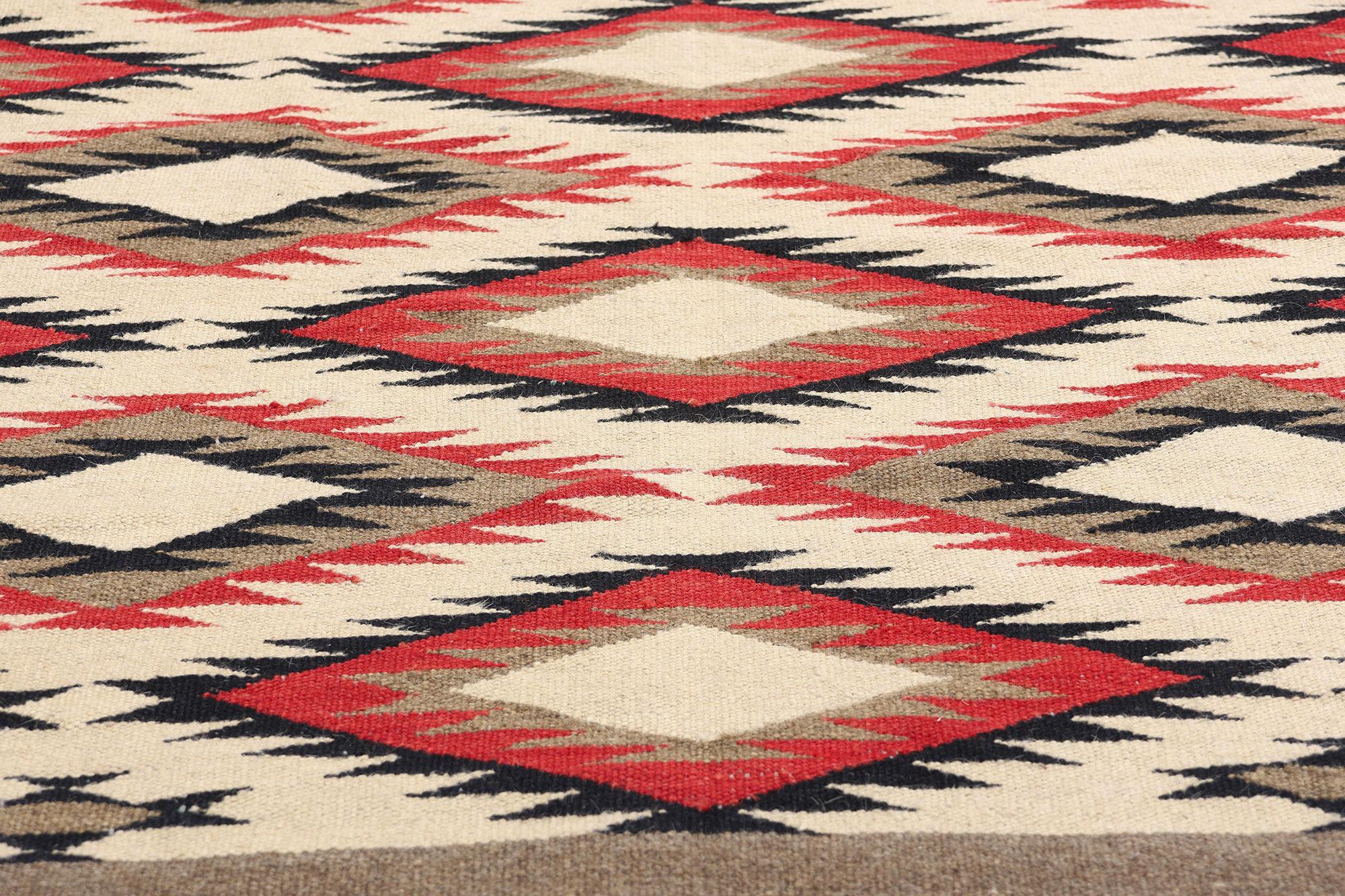 Tessuto a mano Nuovo tappeto a trama piatta Southwest Modern Eye Dazzler Navajo-Style in vendita