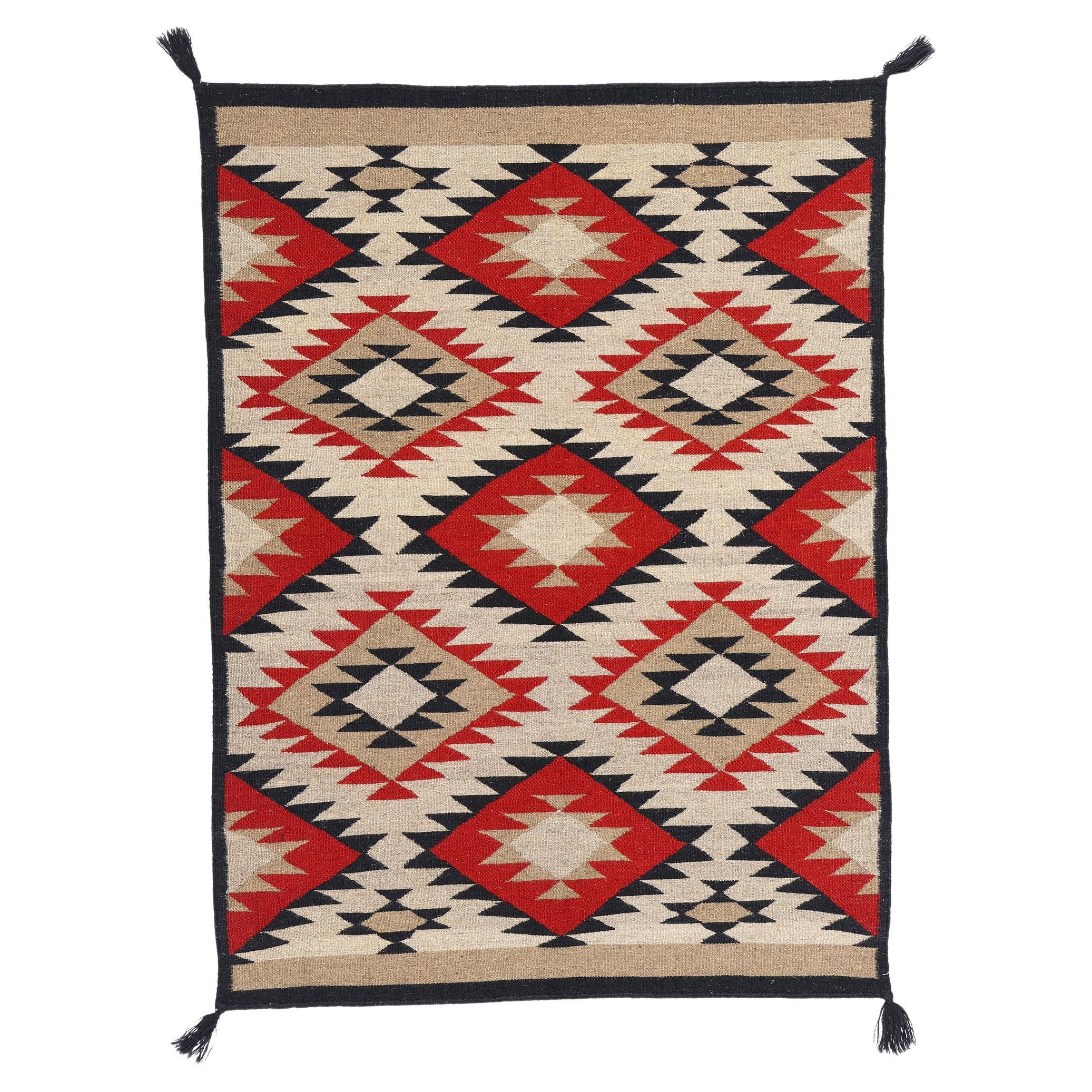New Southwest Modern Eye Dazzler Flachgewebe-Teppich im Navajo-Stil, modern, Südwesten