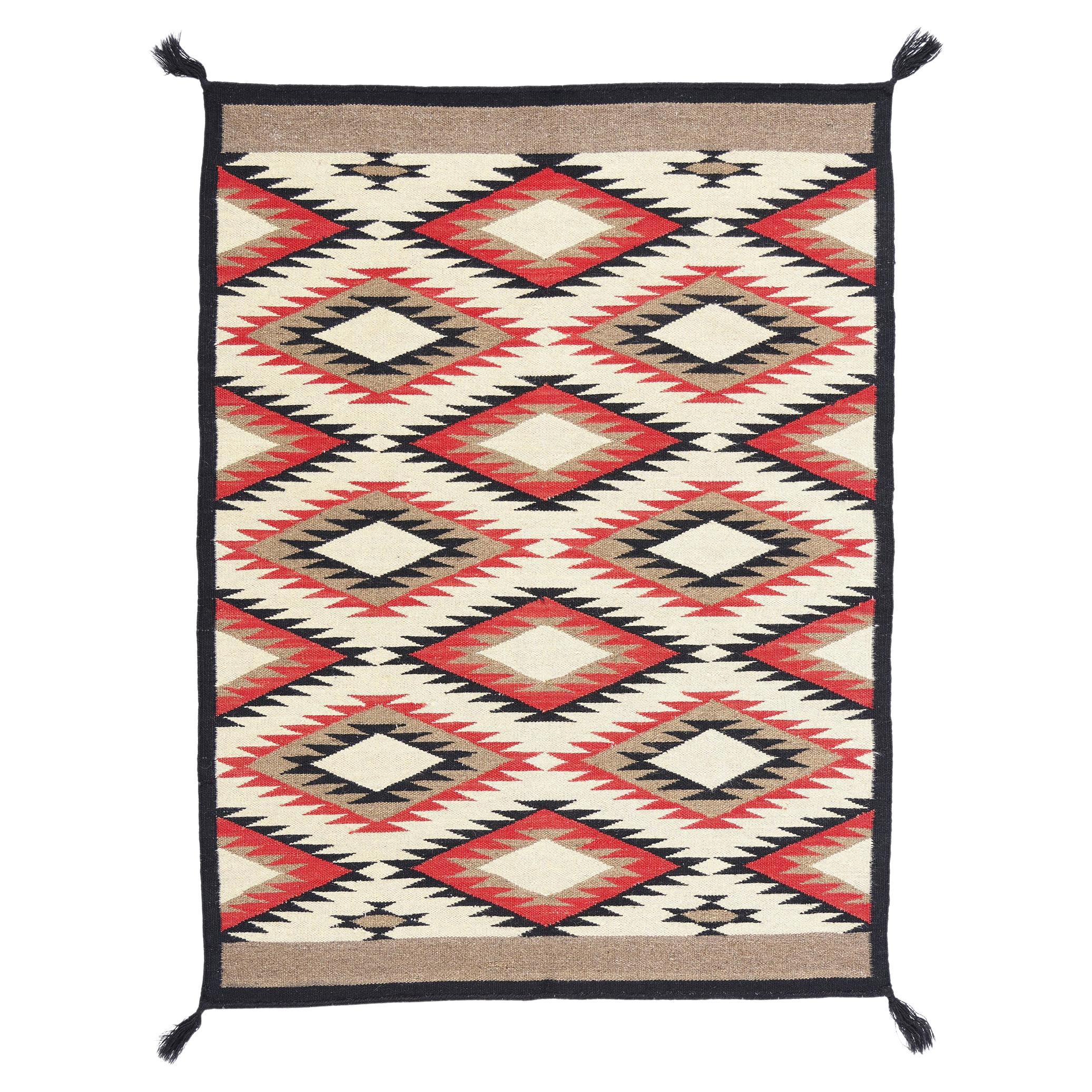 New Southwest Modern Eye Dazzler Flachgewebe-Teppich im Navajo-Stil, modern, Südwesten