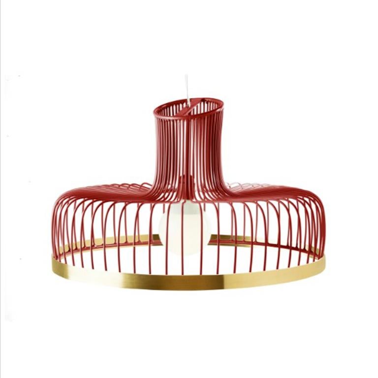 Art Déco Lampada a sospensione a forma di ragno di ispirazione Art Deco in avorio e ottone lucido nero in vendita
