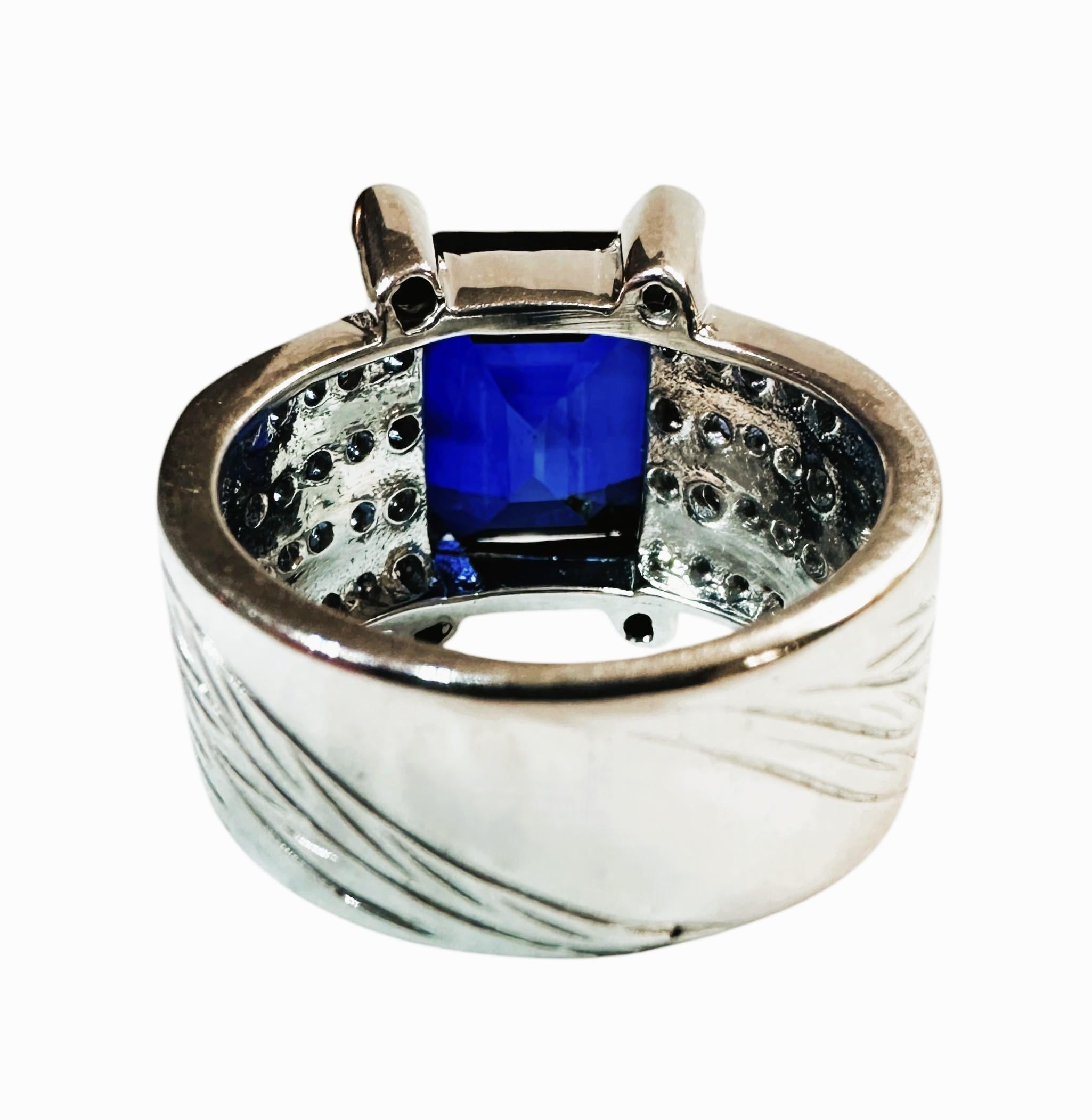 Art Deco New Sri Lanka 10.02 ct Royal Blue Sapphire Sterling Ring Size 6.75
