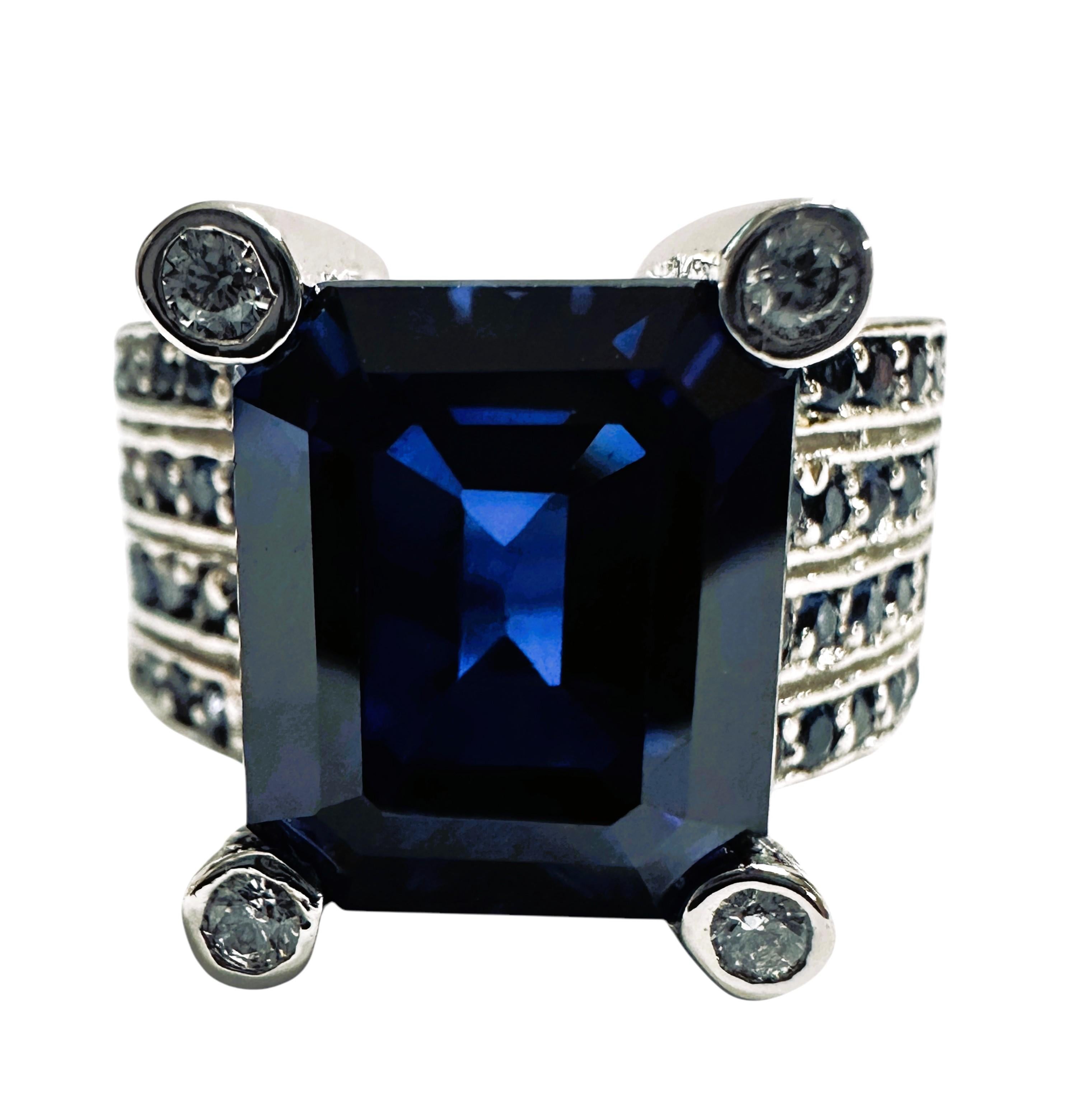 Women's New Sri Lanka 10.02 ct Royal Blue Sapphire Sterling Ring Size 6.75