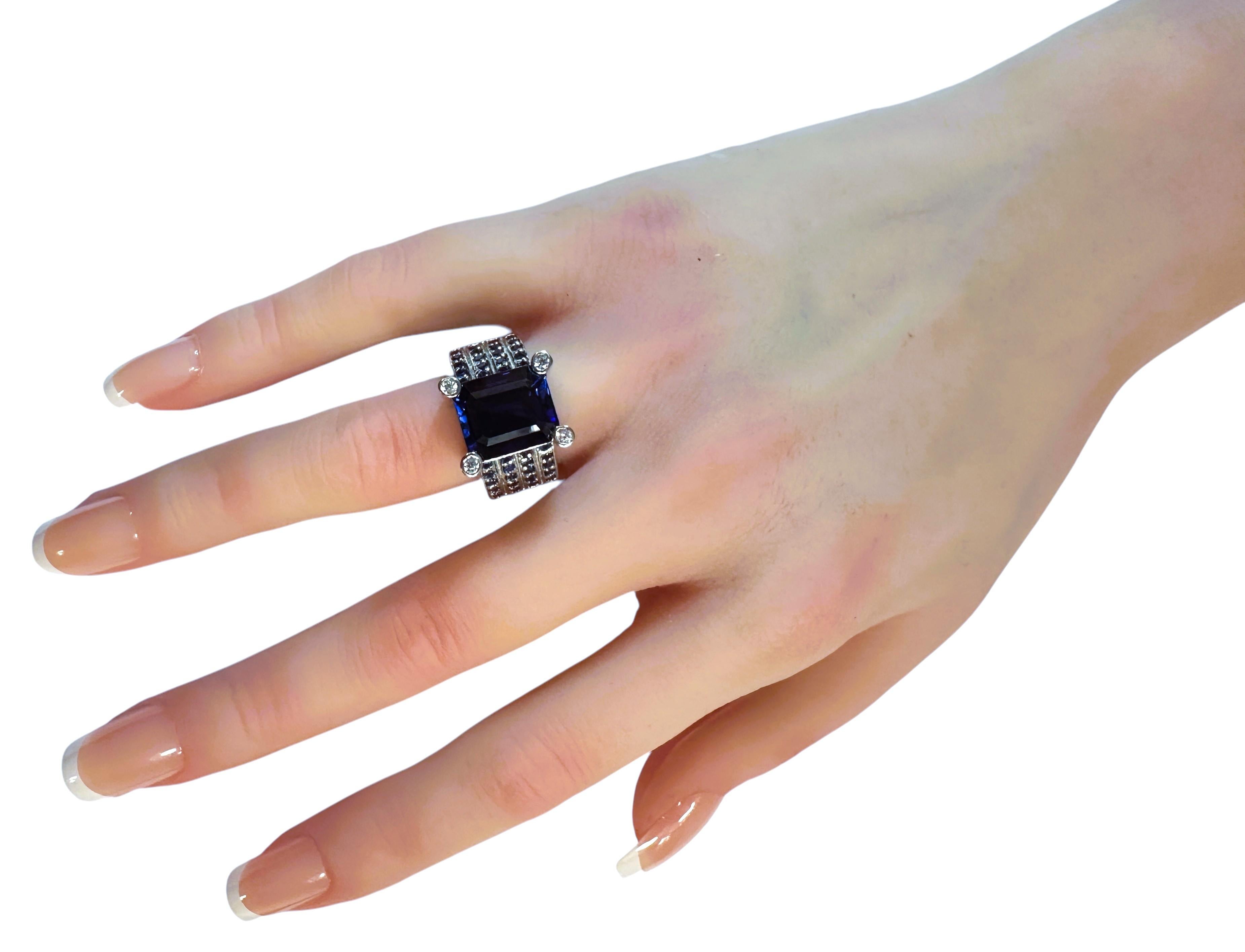 New Sri Lanka 10.02 ct Royal Blue Sapphire Sterling Ring Size 6.75 1