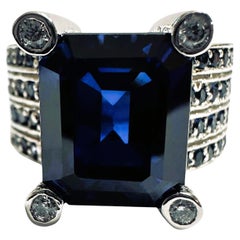New Sri Lanka 10.02 ct Royal Blue Sapphire Sterling Ring Size 6.75