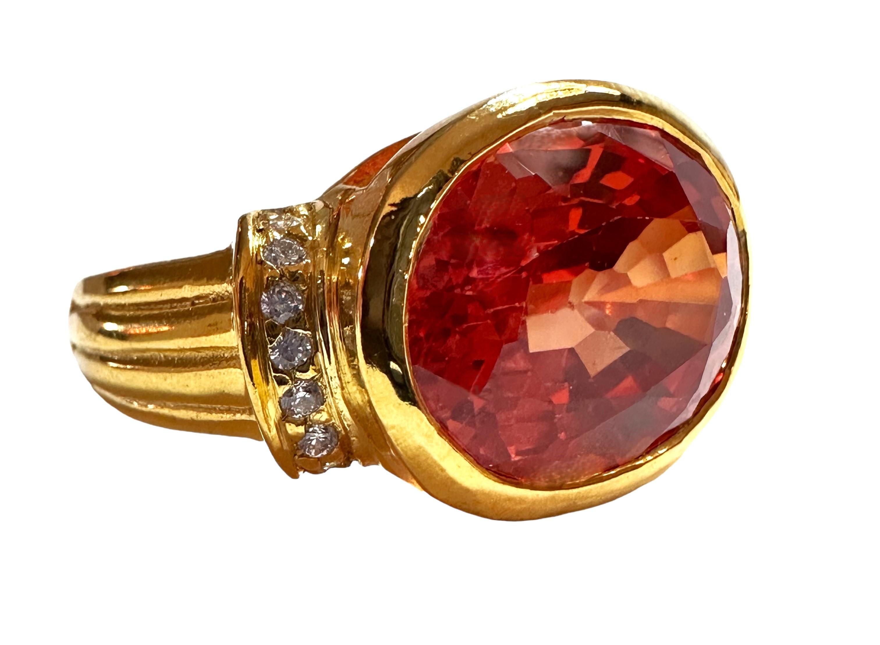 Neu Sri Lanka 10,20 Karat Padparadscha Saphir Y vergoldet  Sterling Ring Damen