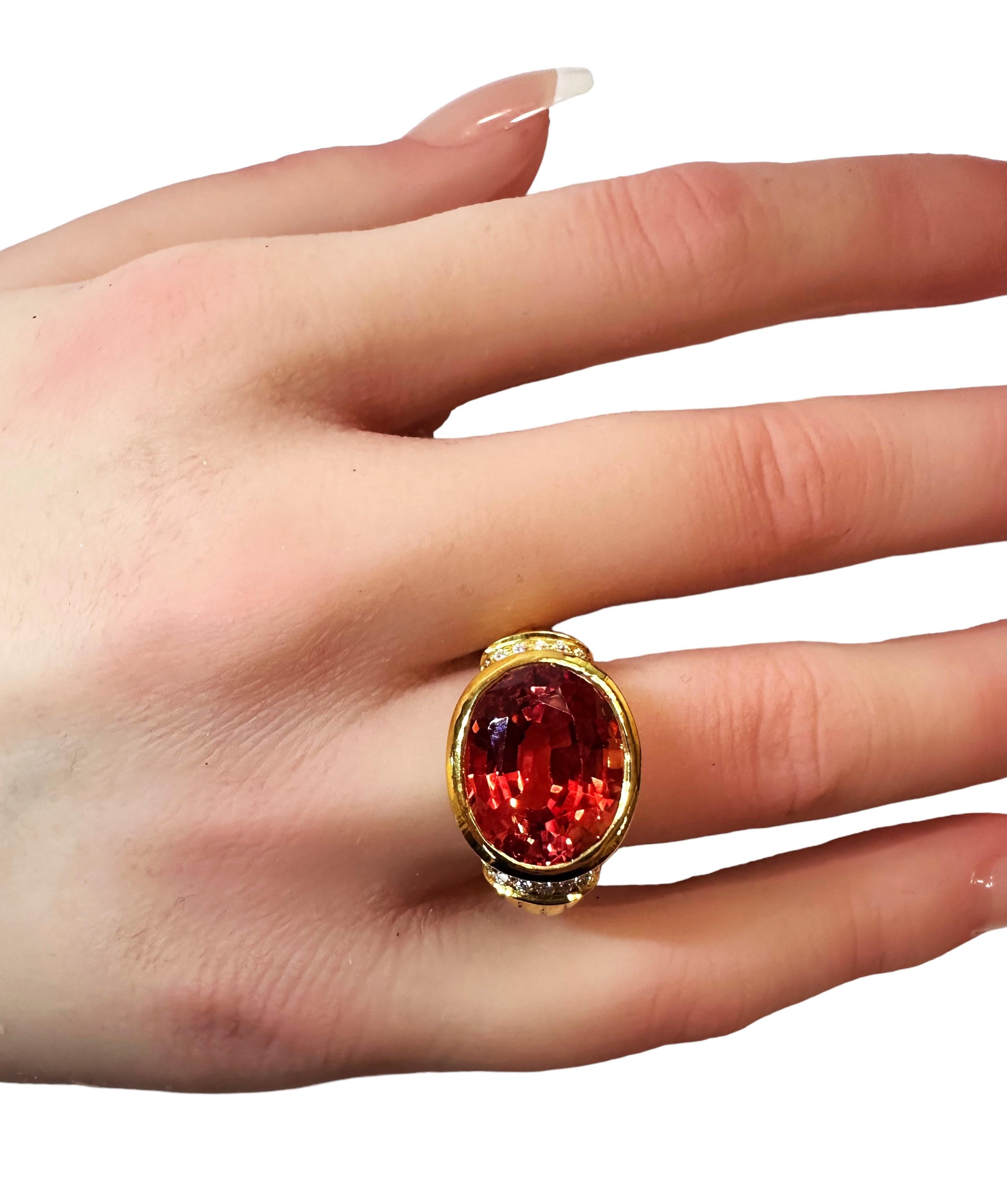Neu Sri Lanka 10,20 Karat Padparadscha Saphir Y vergoldet  Sterling Ring 2