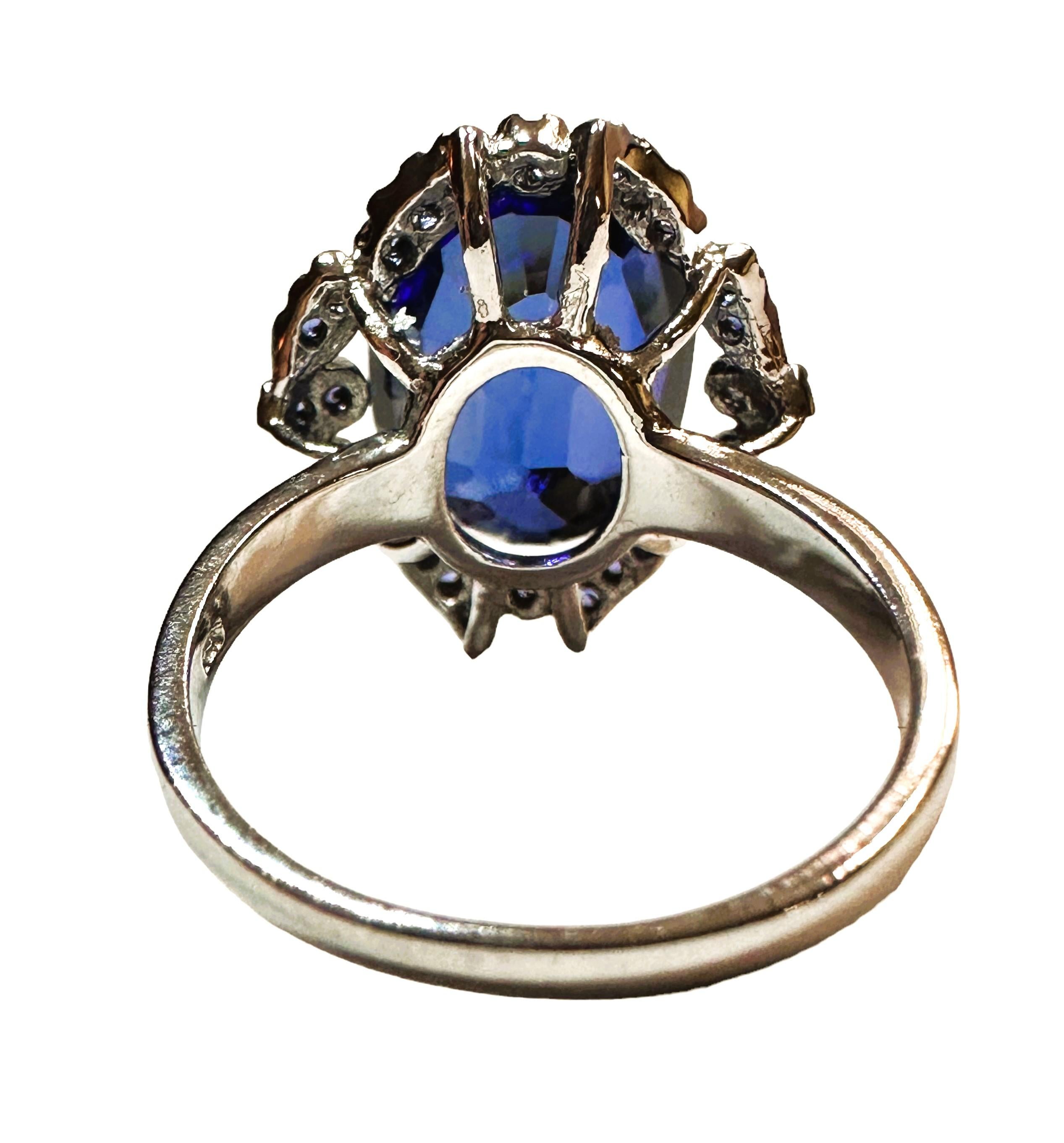 Neuer Sri Lanka 10,20 Karat königsblauer Saphir Sterling Ring Größe 6,5 (Ovalschliff)