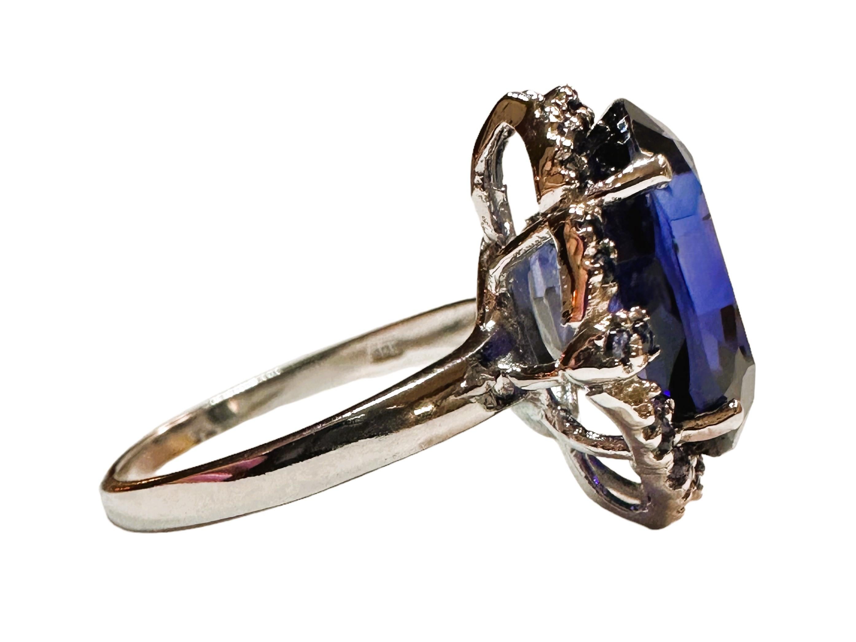 Neuer Sri Lanka 10,20 Karat königsblauer Saphir Sterling Ring Größe 6,5 im Zustand „Neu“ in Eagan, MN