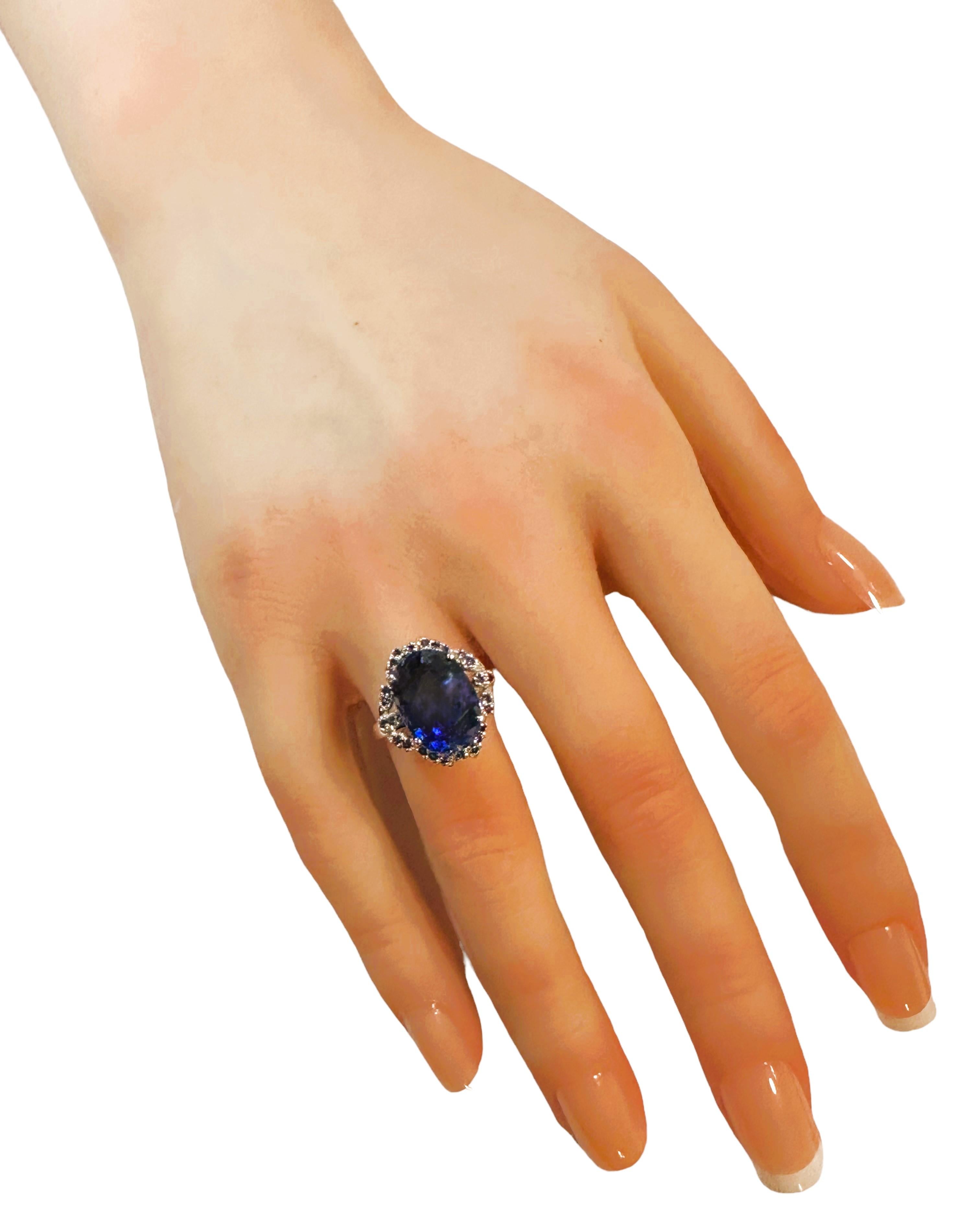 Neuer Sri Lanka 10,20 Karat königsblauer Saphir Sterling Ring Größe 6,5 Damen