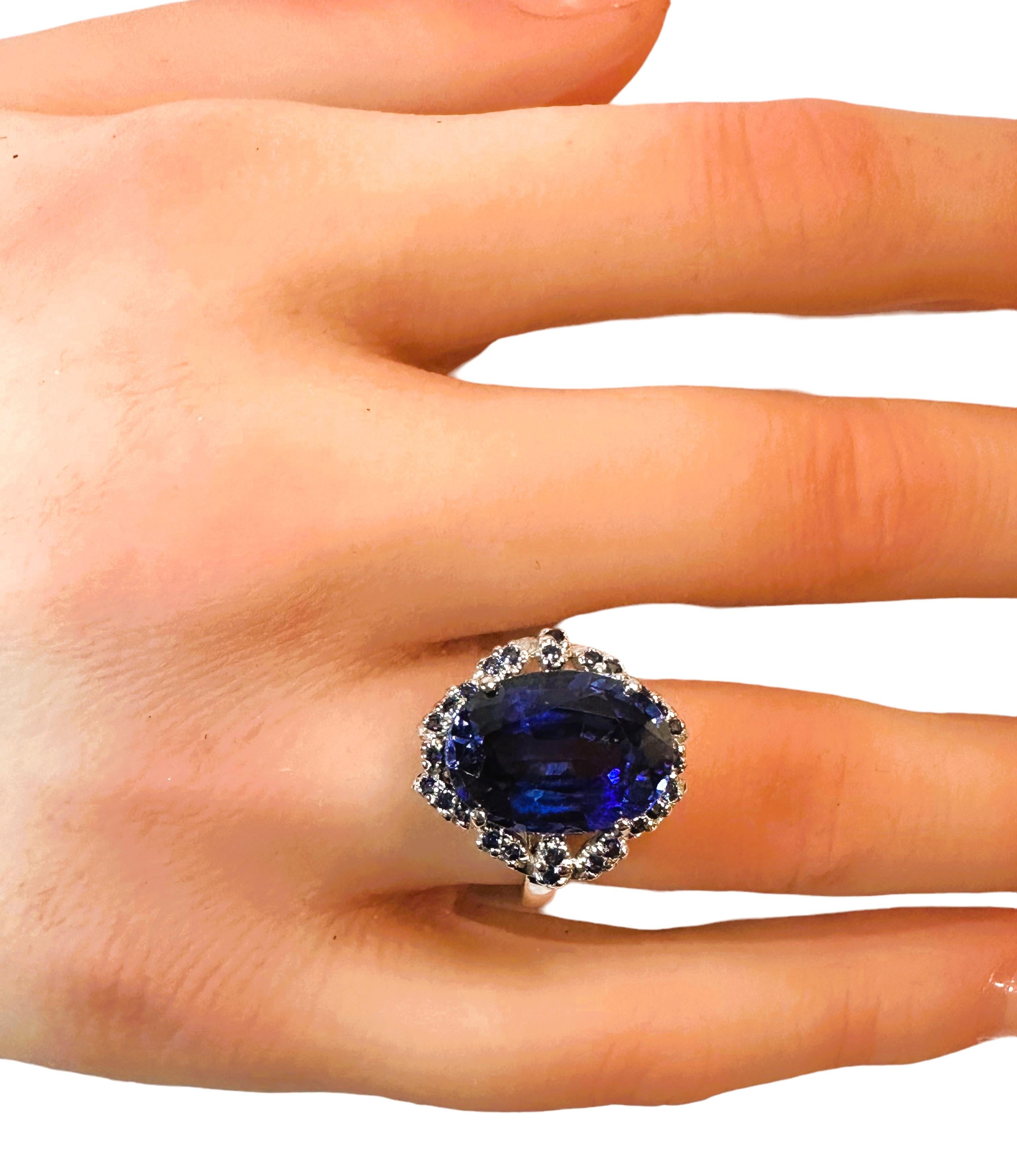 Neuer Sri Lanka 10,20 Karat königsblauer Saphir Sterling Ring Größe 6,5 1