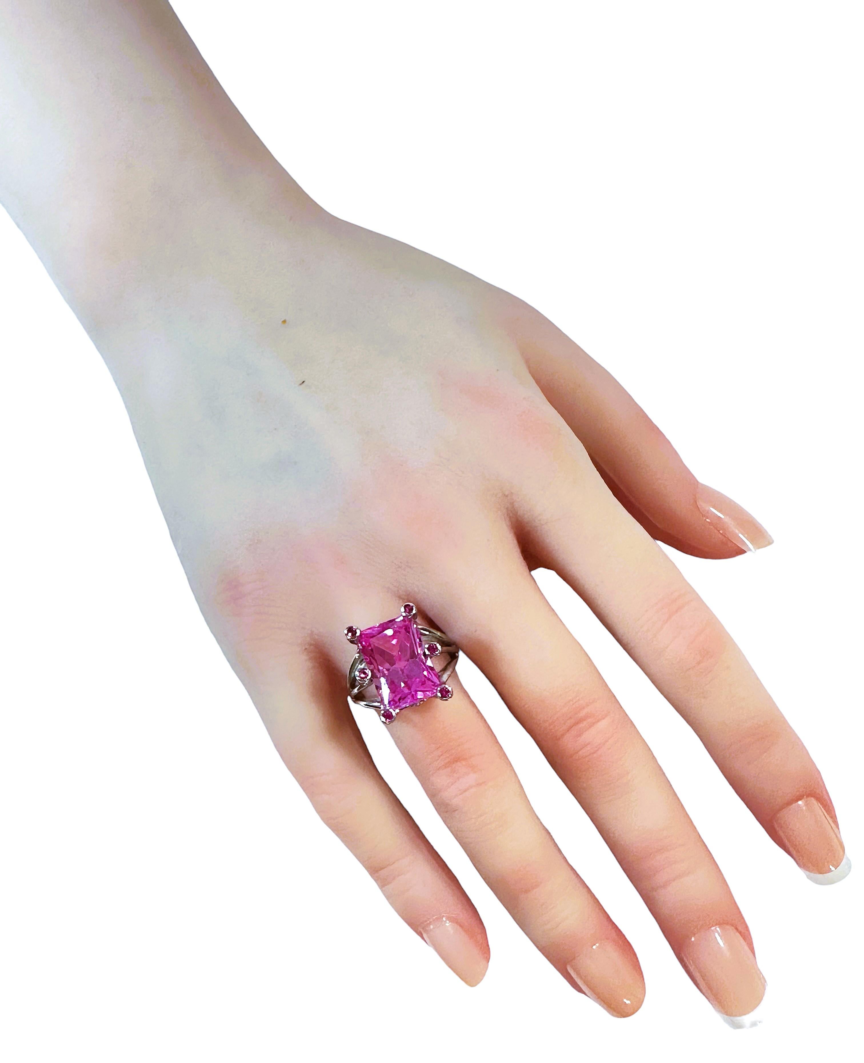 New Sri Lanka 11 Carat Baby Pink & Dark Pink Sapphire Sterling Ring 1