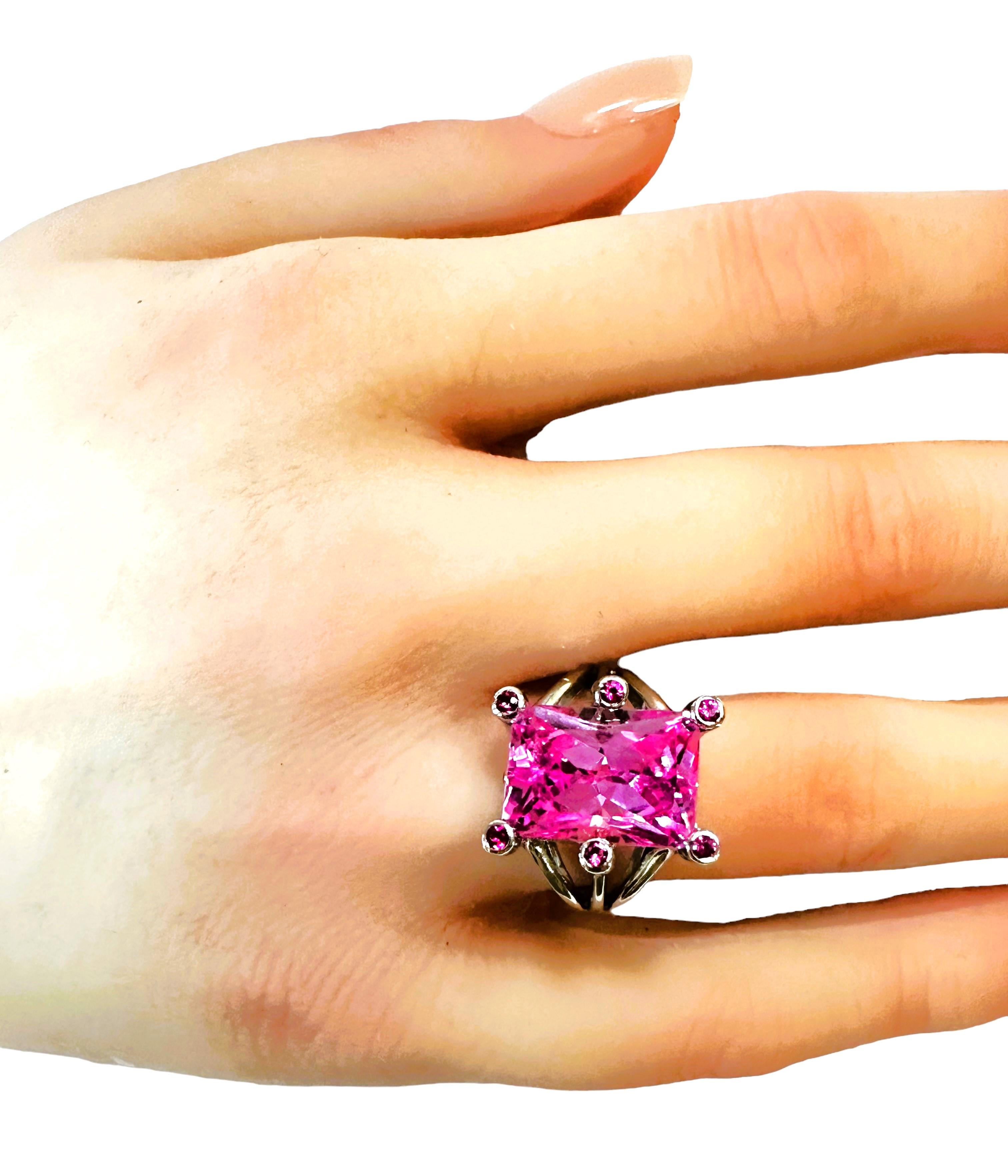 New Sri Lanka 11 Carat Baby Pink & Dark Pink Sapphire Sterling Ring 2