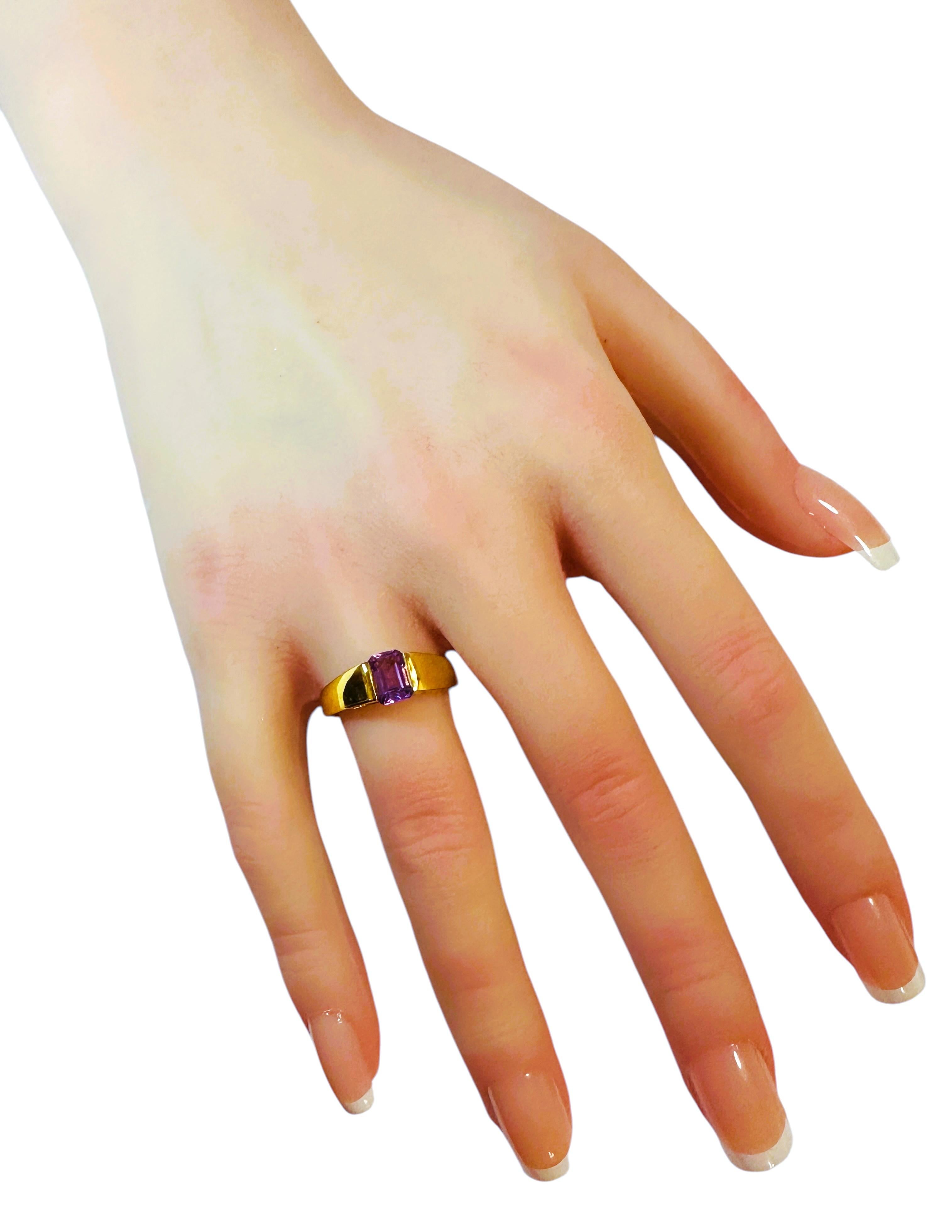 Women's New Sri Lanka 1.10 Ct Solitaire Amethyst Yellow Gold Plated Sterling Ring For Sale