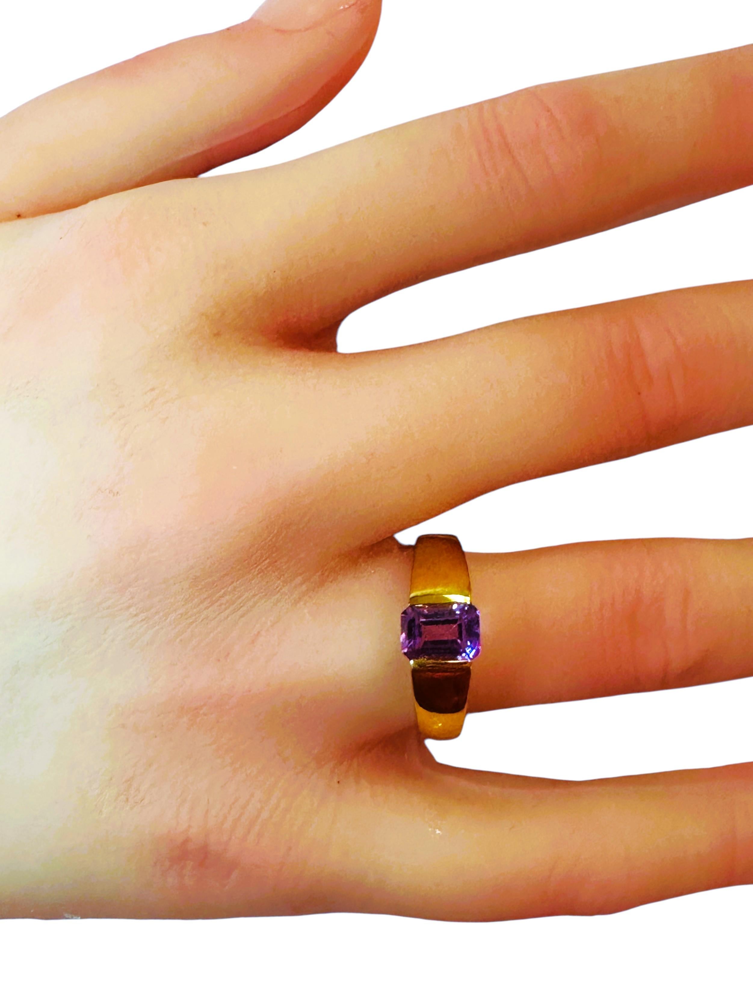 New Sri Lanka 1.10 Ct Solitaire Amethyst Yellow Gold Plated Sterling Ring For Sale 1