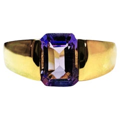 New Sri Lanka 1.10 Ct Solitaire Amethyst Yellow Gold Plated Sterling Ring