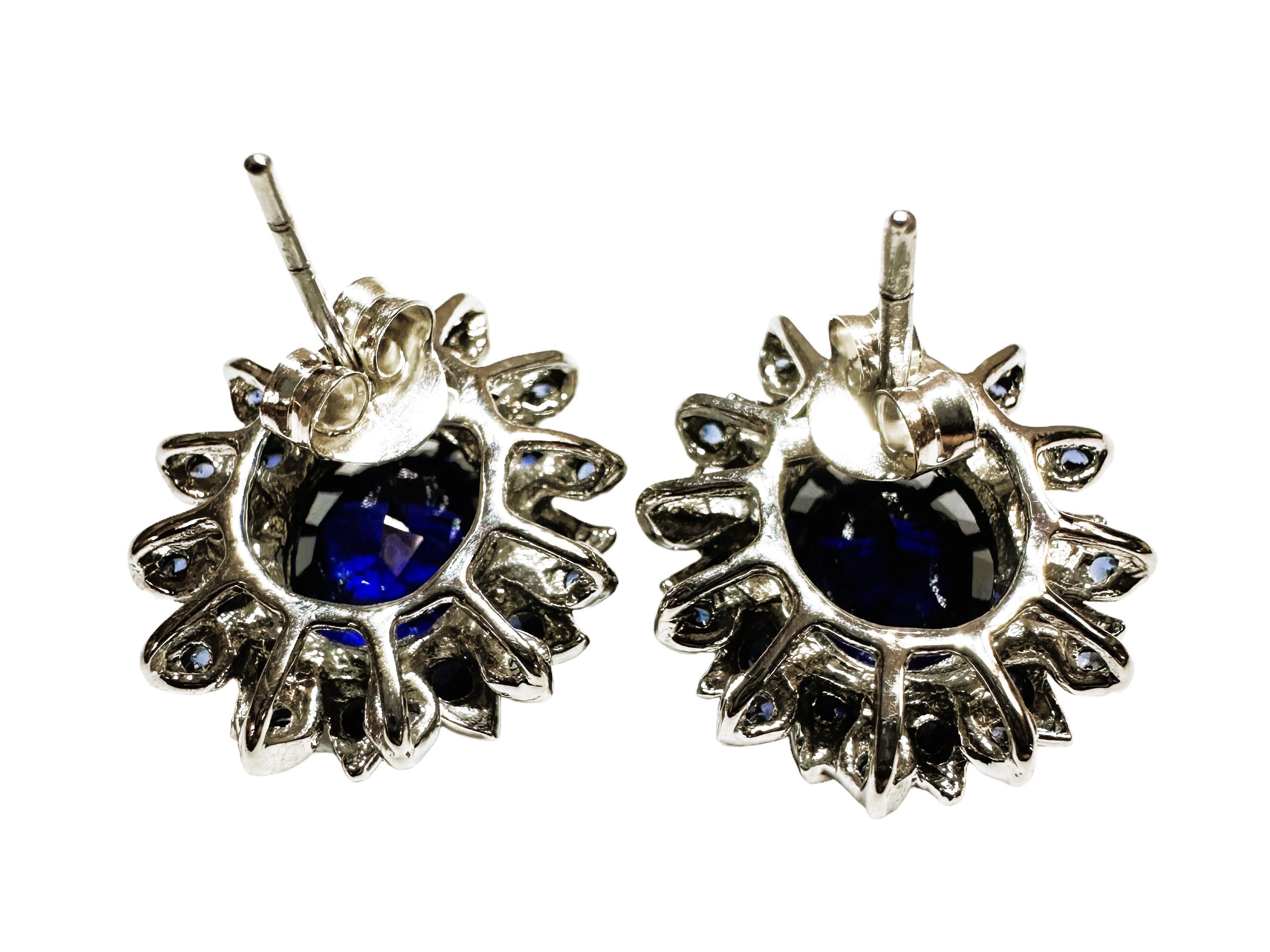 Women's New Sri Lanka  11.2 ct Royal Blue Sapphire Sterling Post Earrings