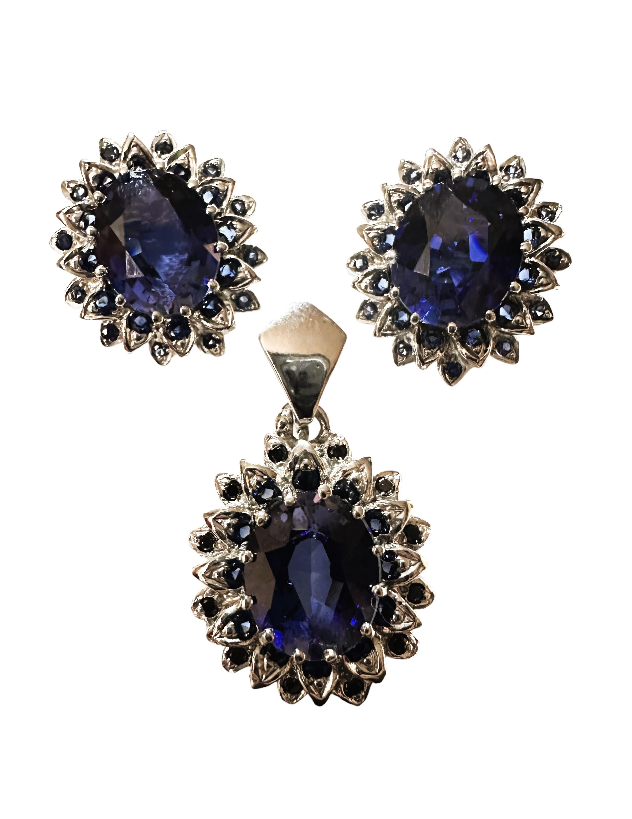 New Sri Lanka  11.2 ct Royal Blue Sapphire Sterling Post Earrings 2