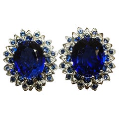 New Sri Lanka  11.2 ct Royal Blue Sapphire Sterling Post Earrings