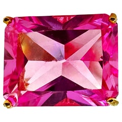 New Sri Lanka 11.20 Ct Neon Pink Sapphire Yellow Gold Plated  Sterling Ring