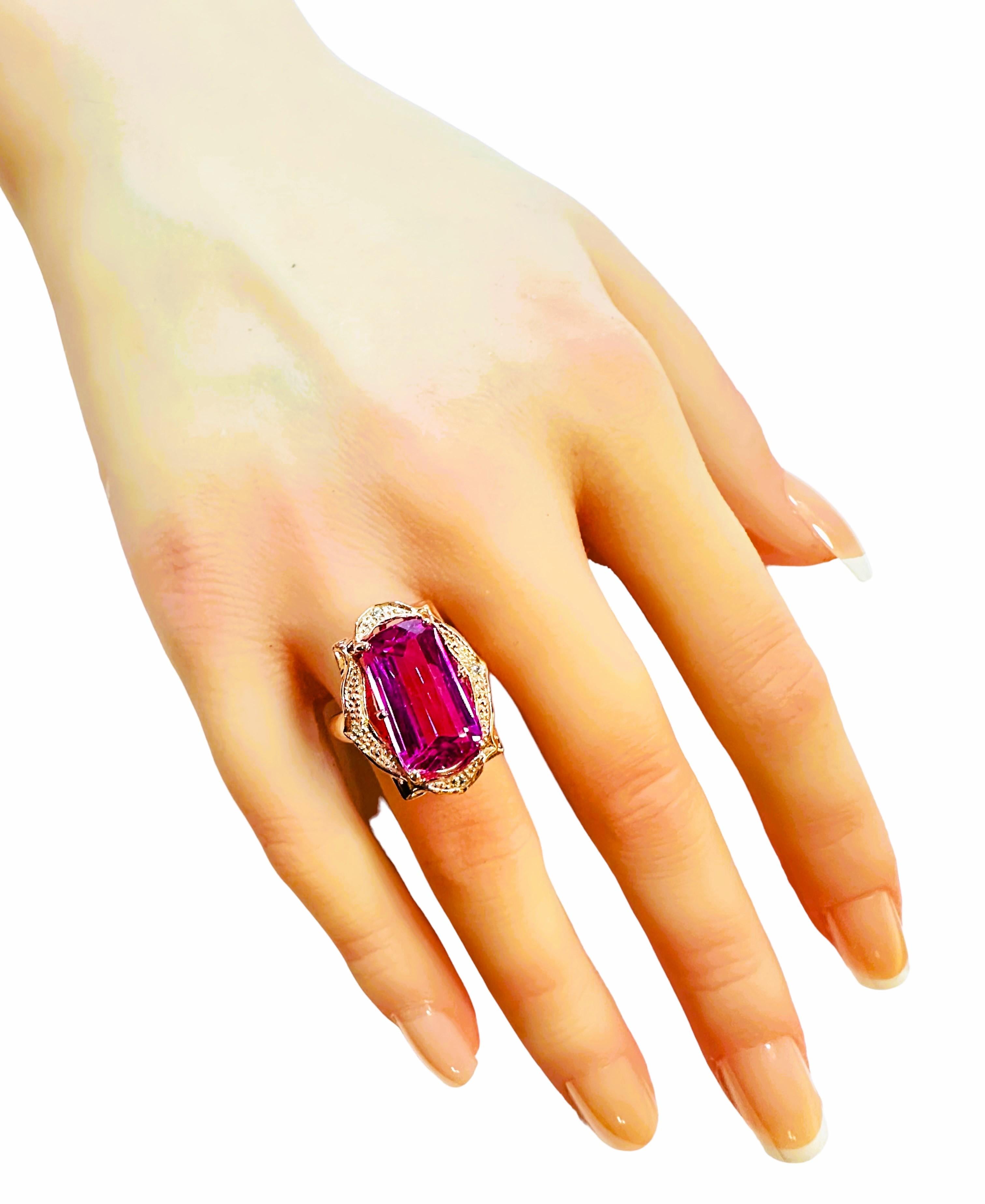 Neuer Sri Lanka 12.0 Karat Dunkelrosa Saphir Roségold vergoldeter Sterling-Ring Damen