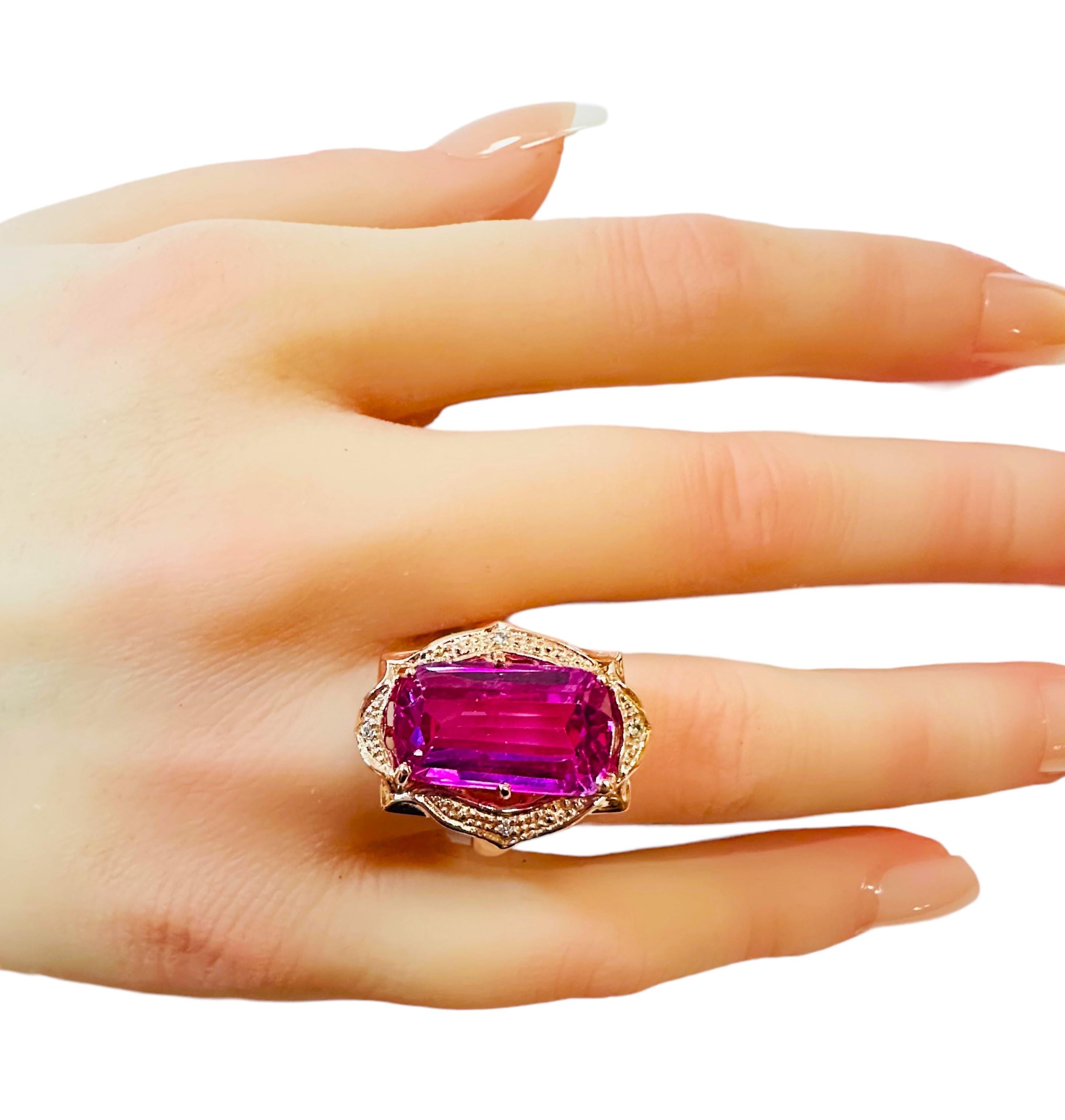 Neuer Sri Lanka 12.0 Karat Dunkelrosa Saphir Roségold vergoldeter Sterling-Ring 1